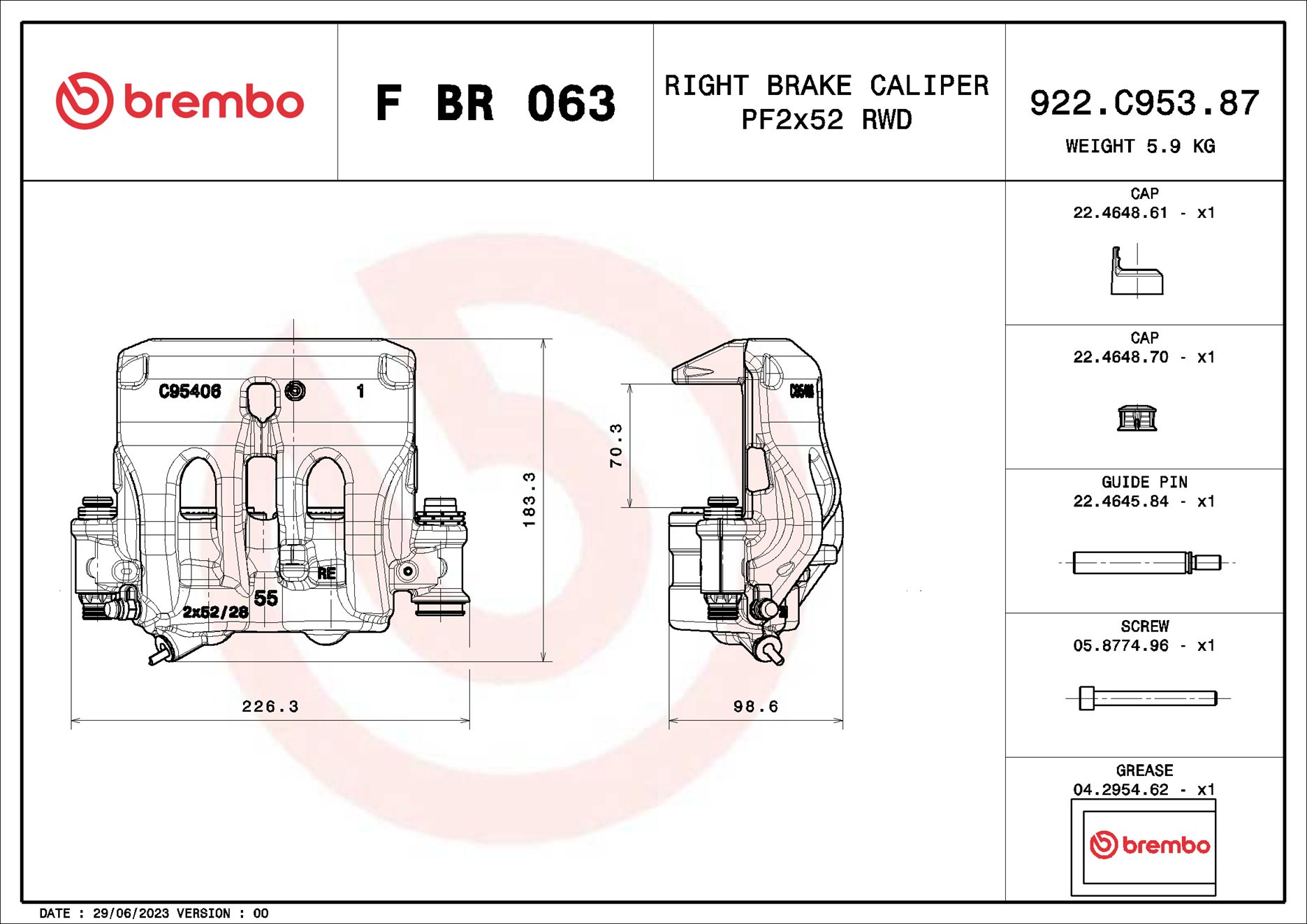 Brembo Remzadel/remklauw F BR 063