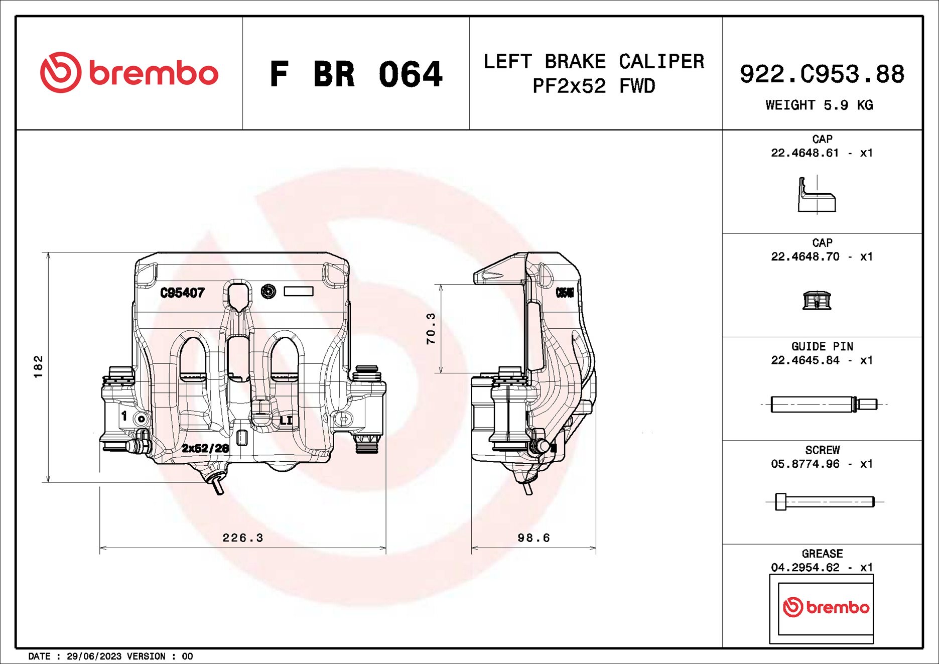 Brembo Remzadel/remklauw F BR 064
