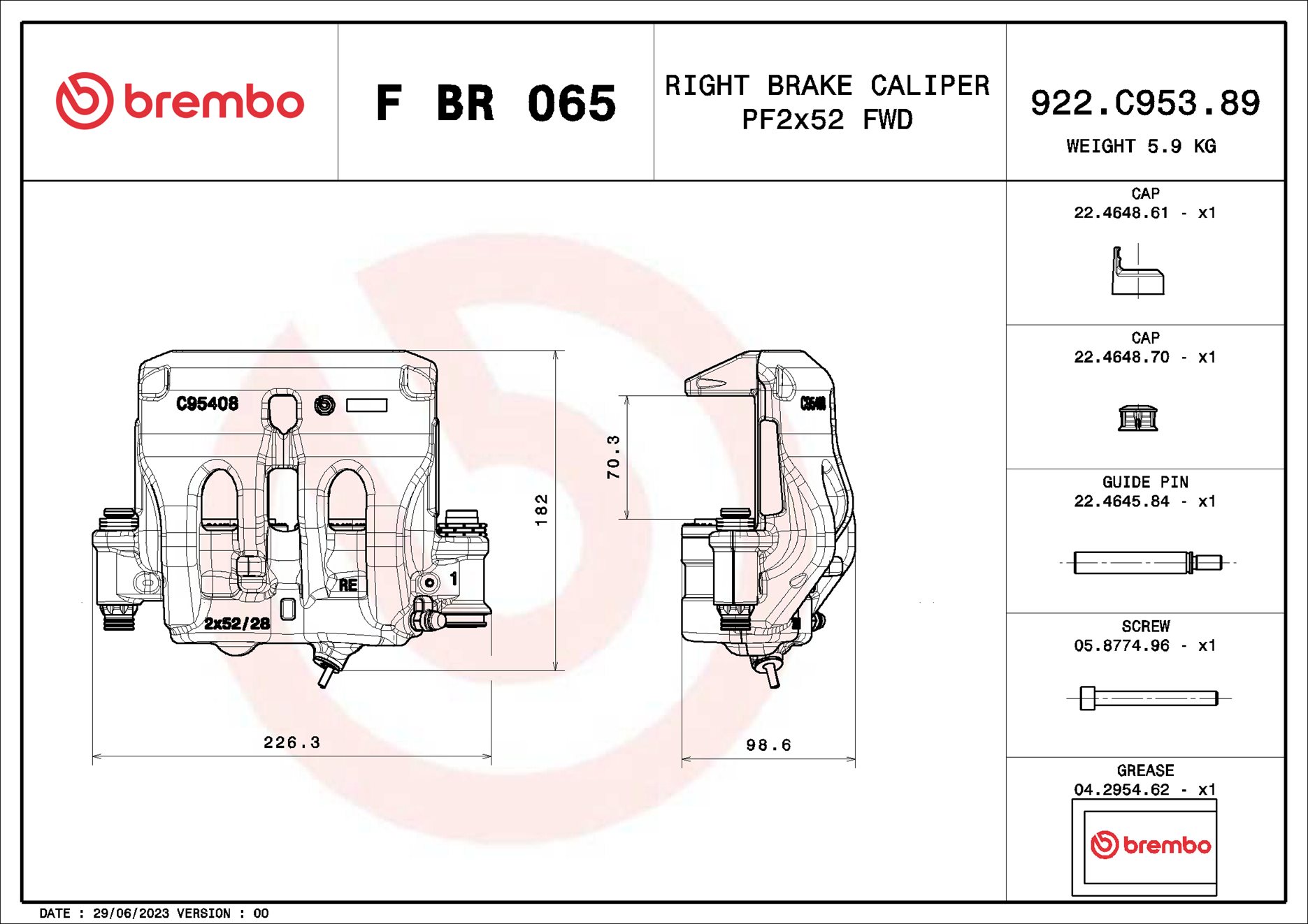 Brembo Remzadel/remklauw F BR 065