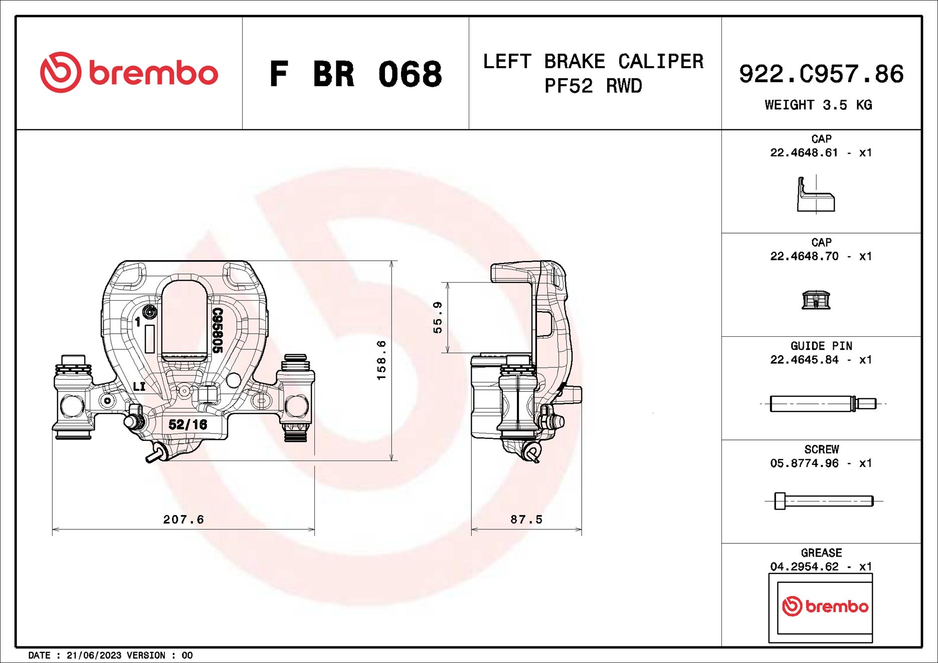 Brembo Remzadel/remklauw F BR 068