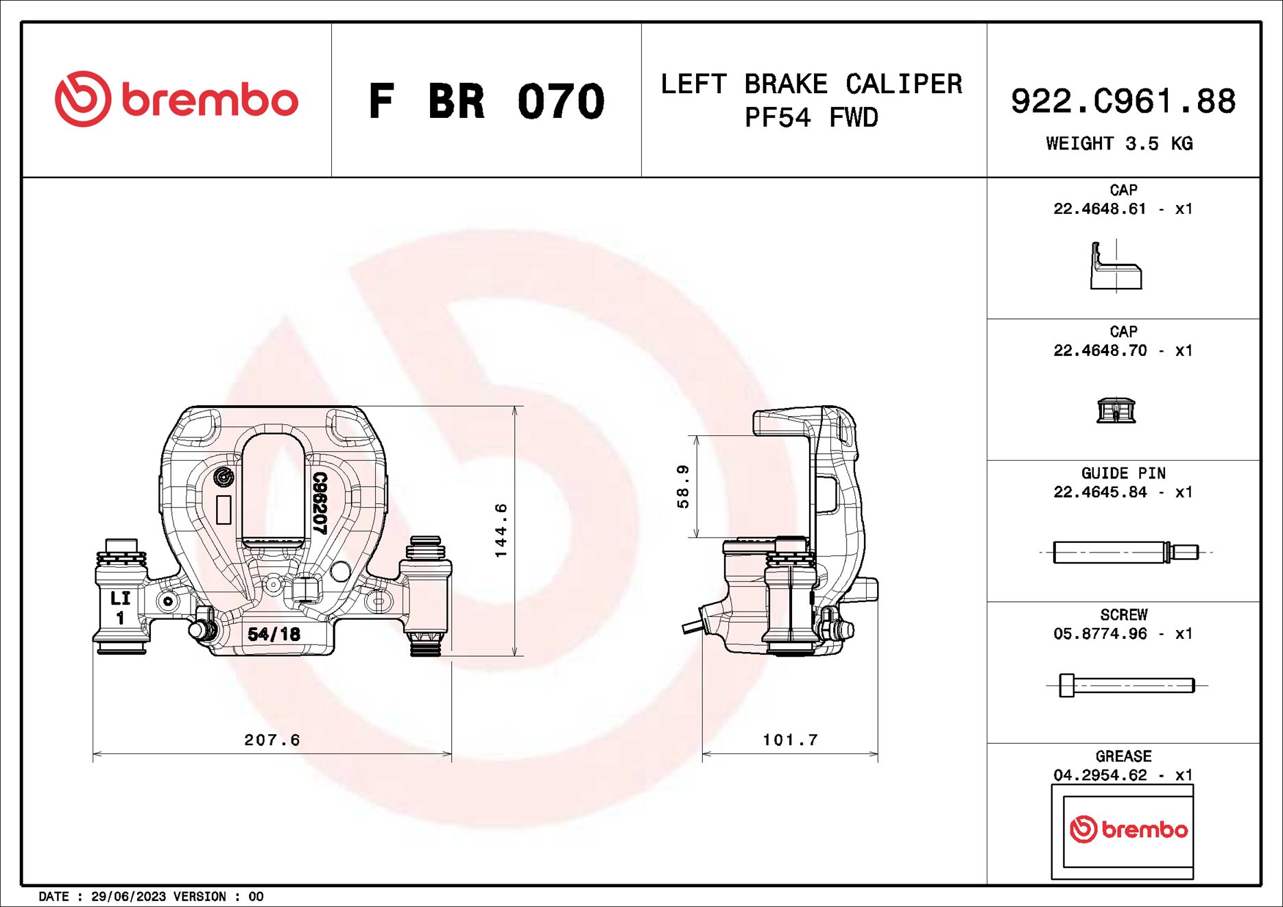 Brembo Remzadel/remklauw F BR 070