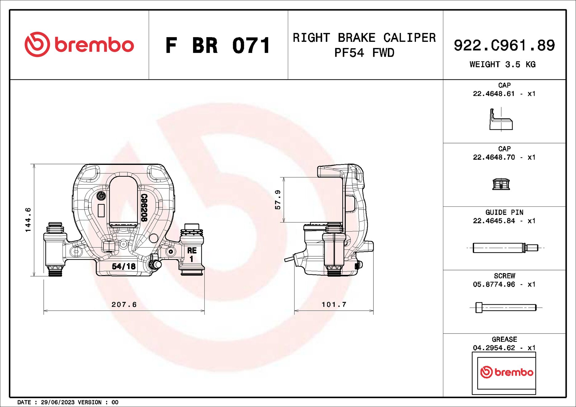 Brembo Remzadel/remklauw F BR 071