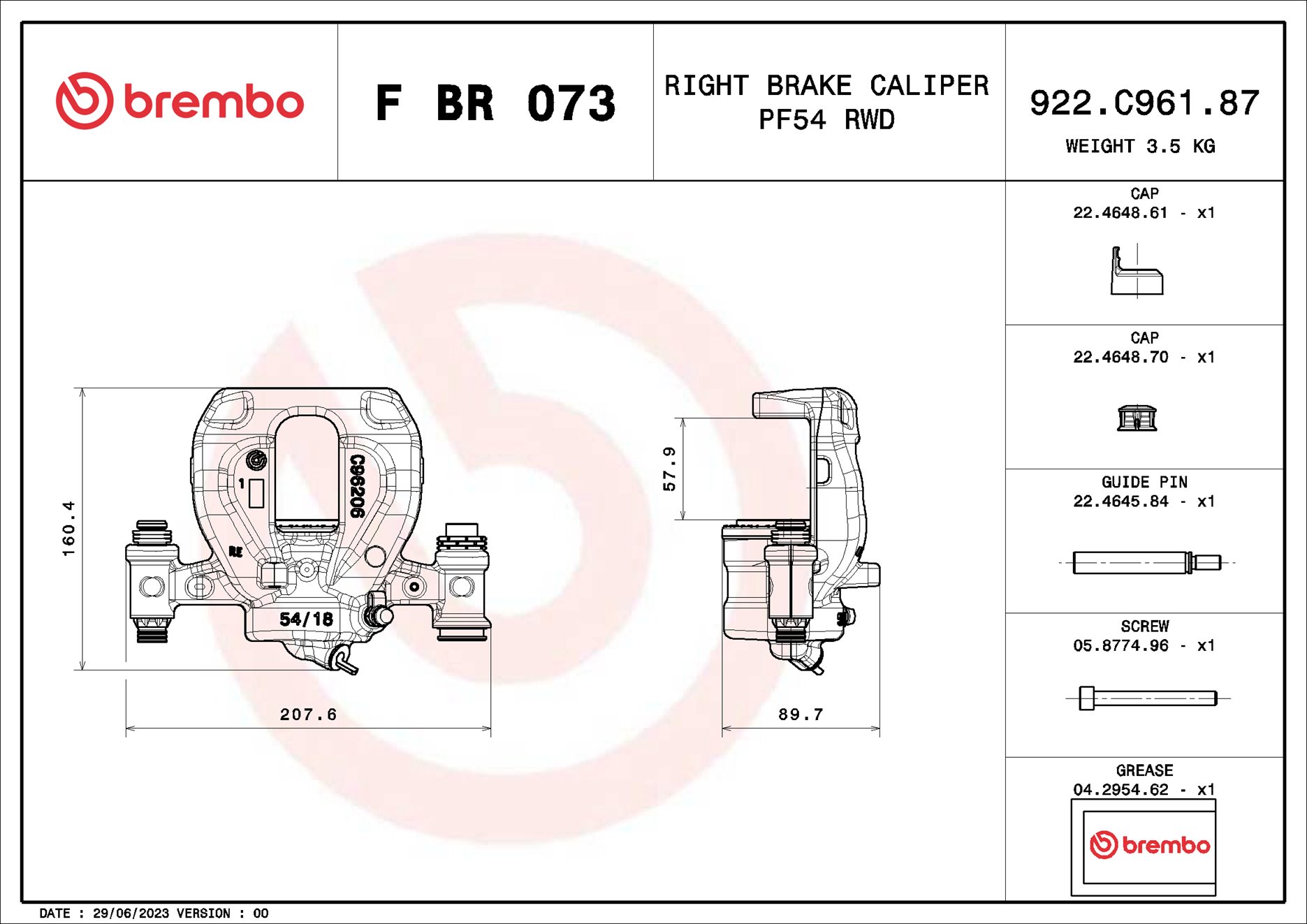 Brembo Remzadel/remklauw F BR 073