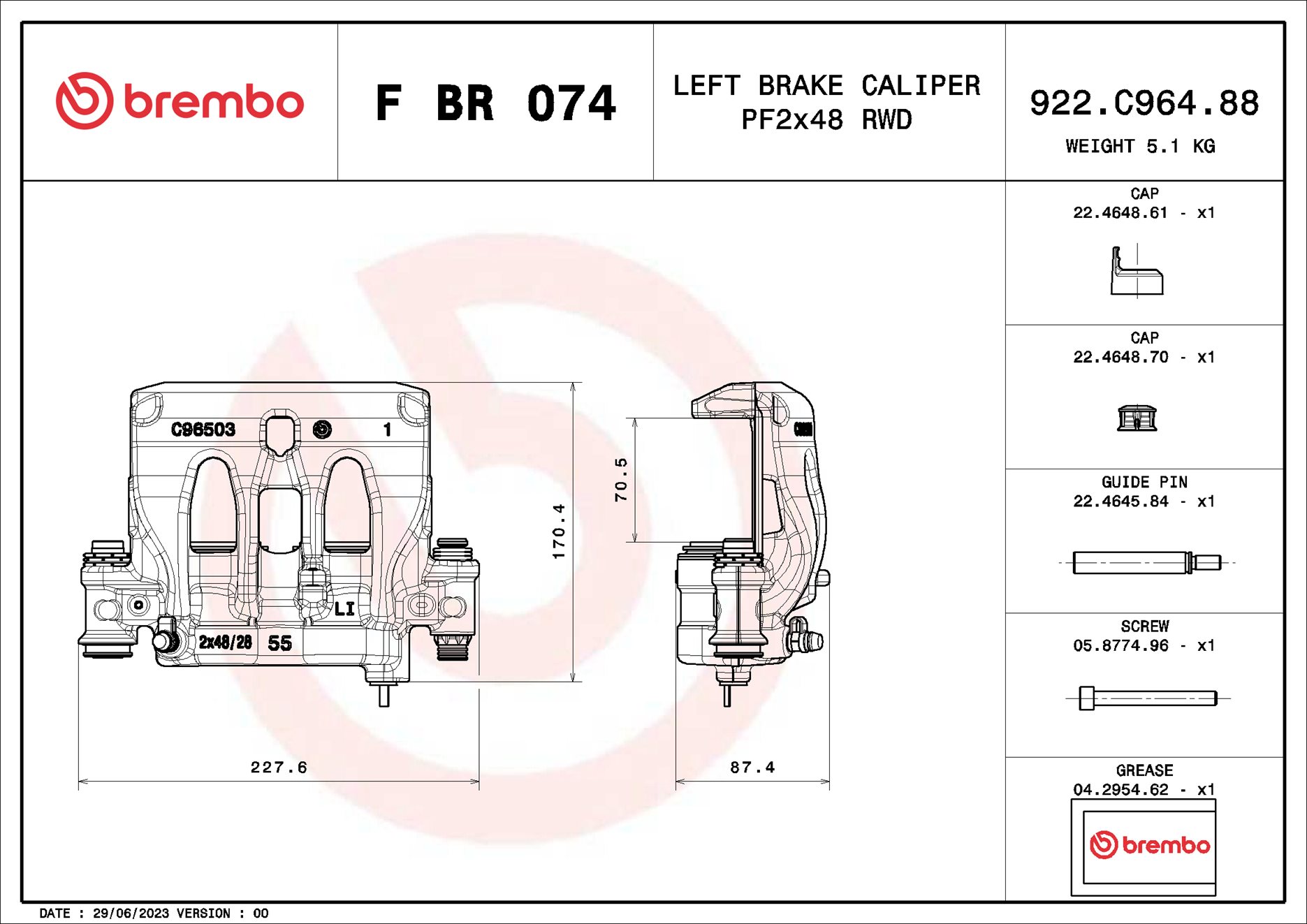 Brembo Remzadel/remklauw F BR 074
