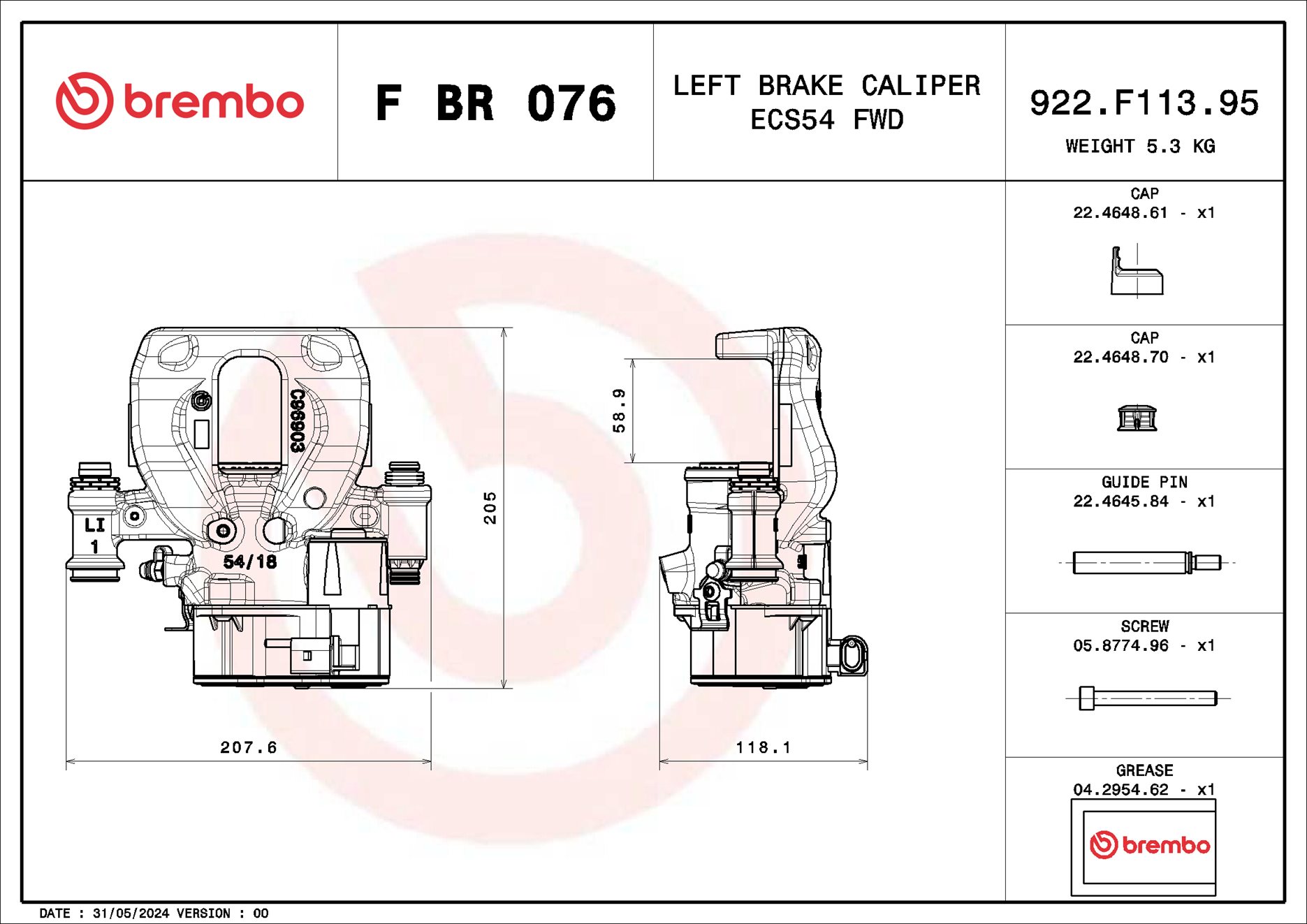 Brembo Remzadel/remklauw F BR 076