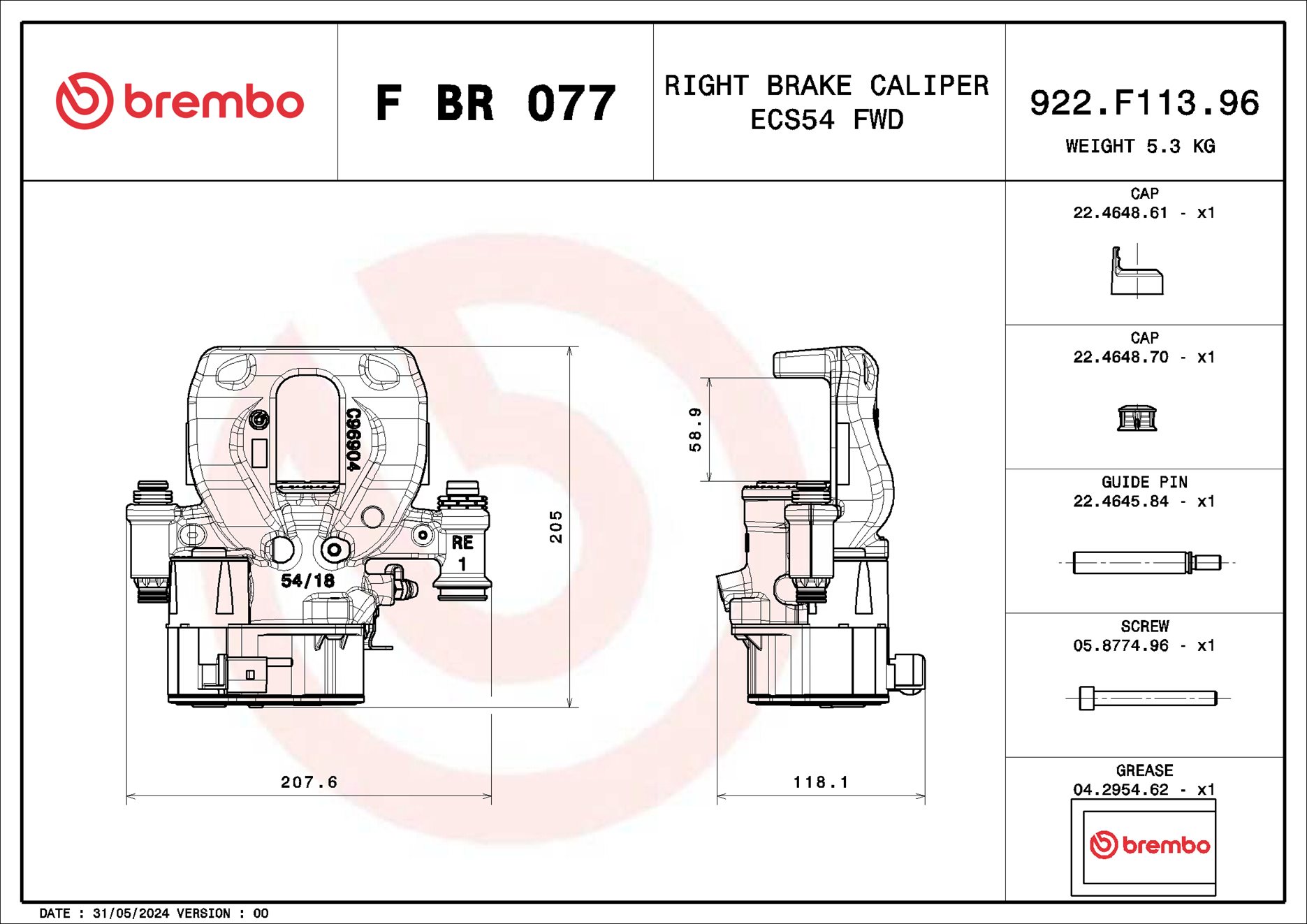 Brembo Remzadel/remklauw F BR 077