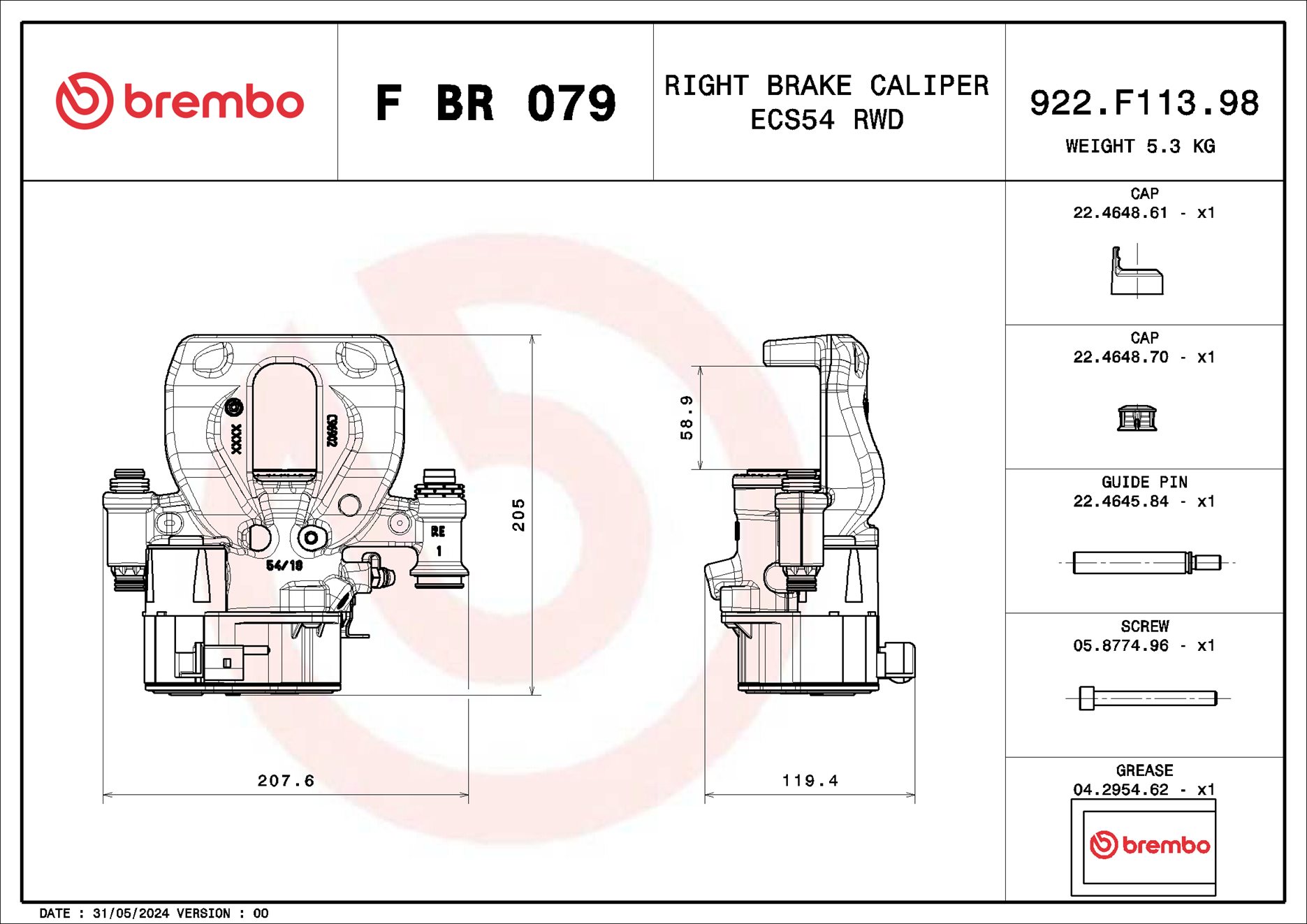 Brembo Remzadel/remklauw F BR 079