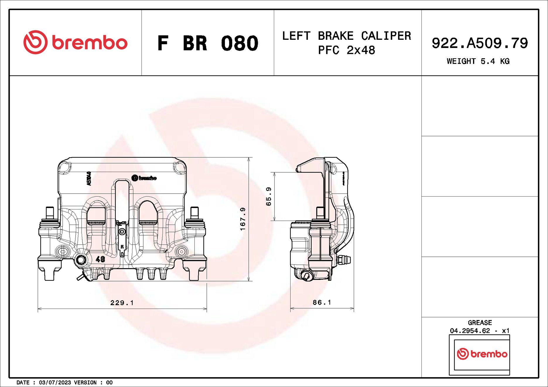 Brembo Remzadel/remklauw F BR 080