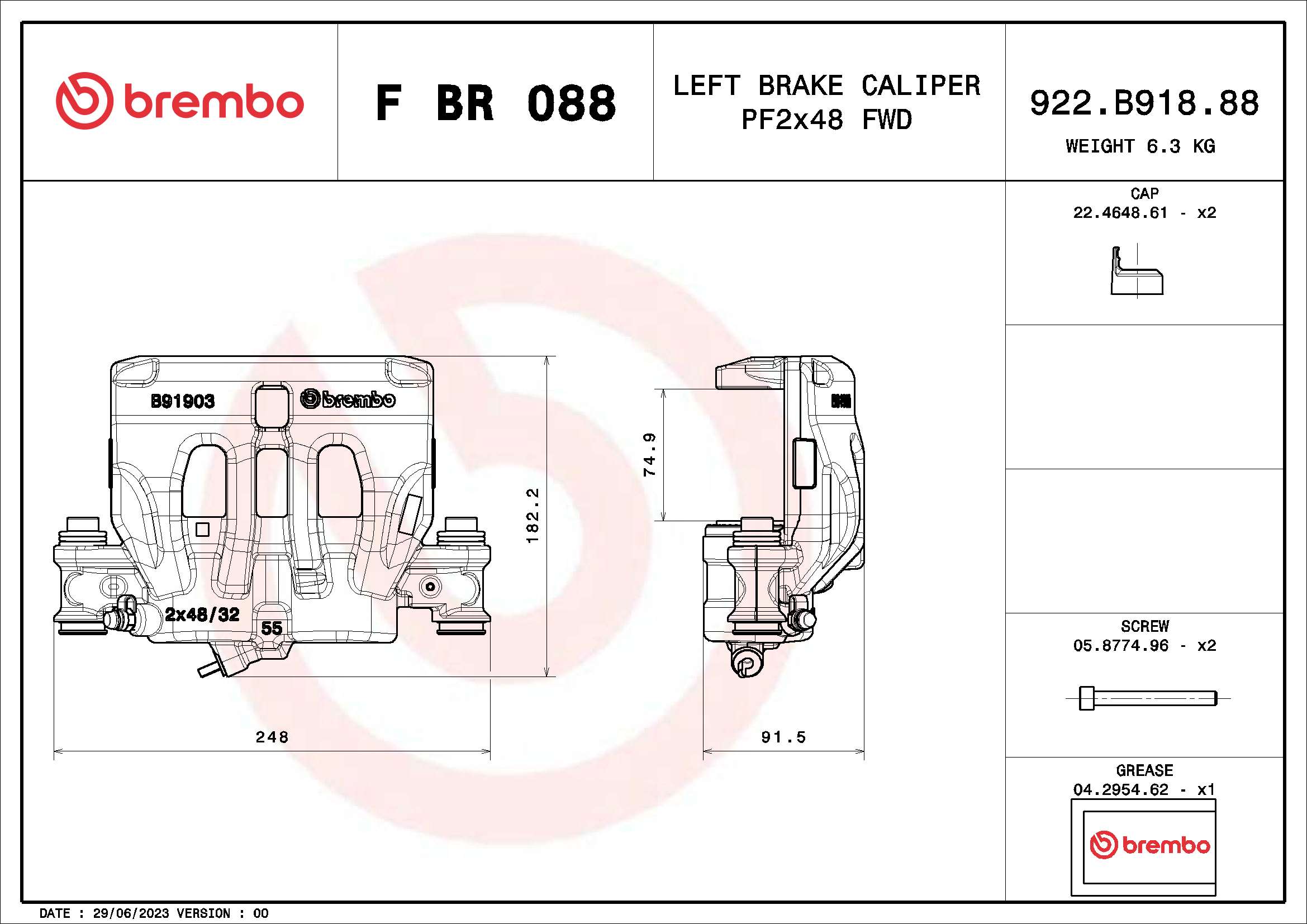 Remzadel/remklauw Brembo F BR 088