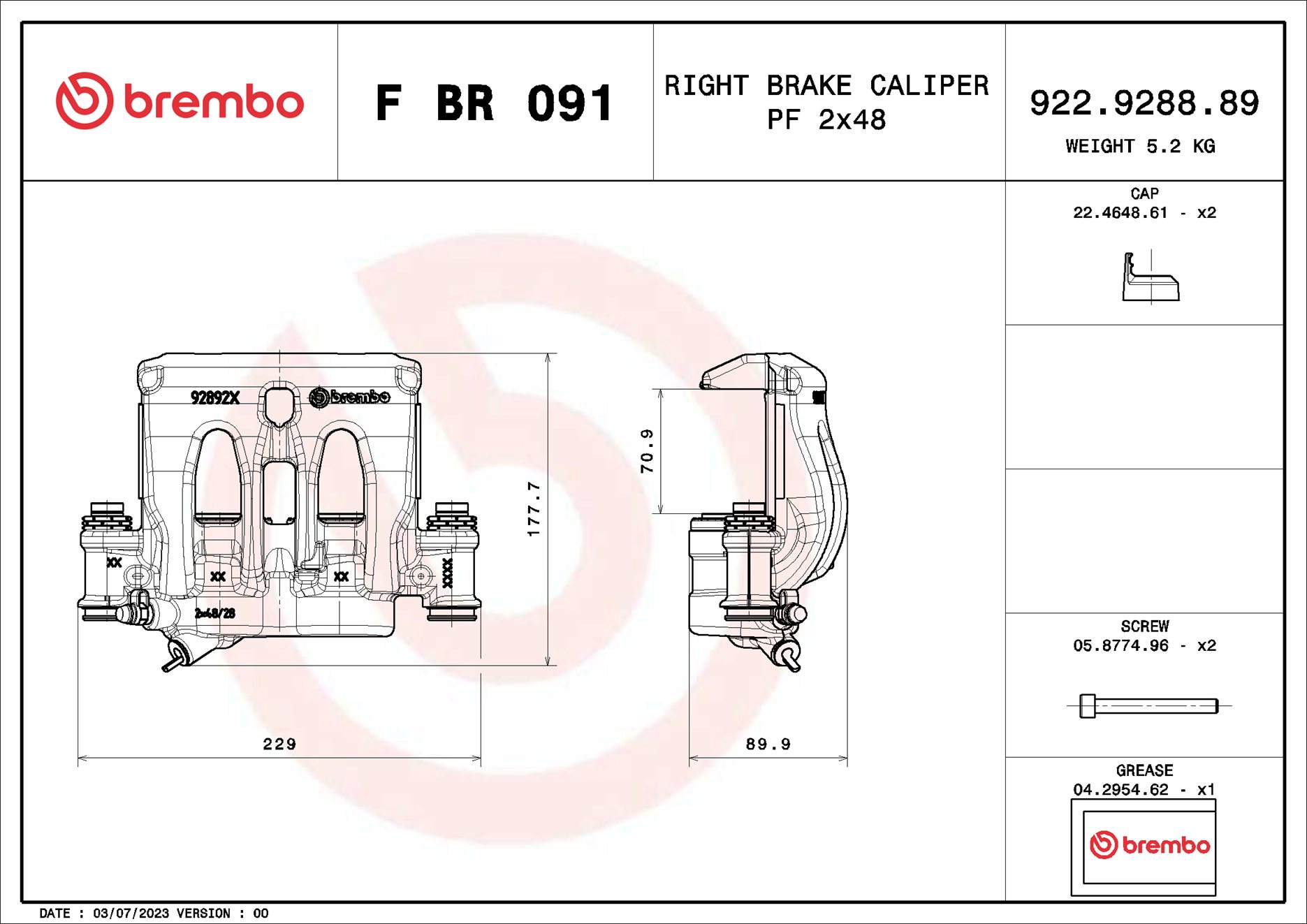Brembo Remzadel/remklauw F BR 091