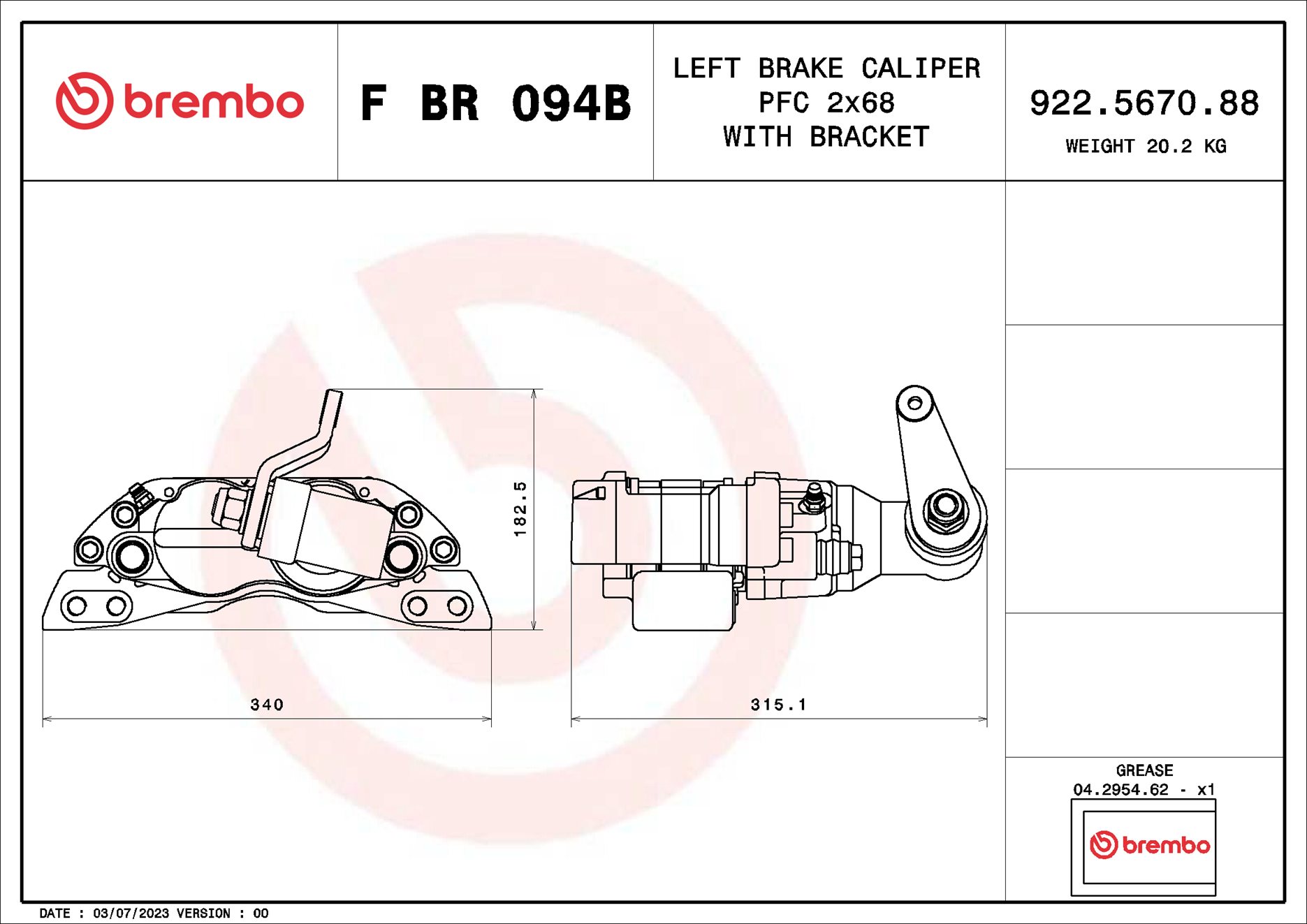 Brembo Remzadel/remklauw F BR 094B