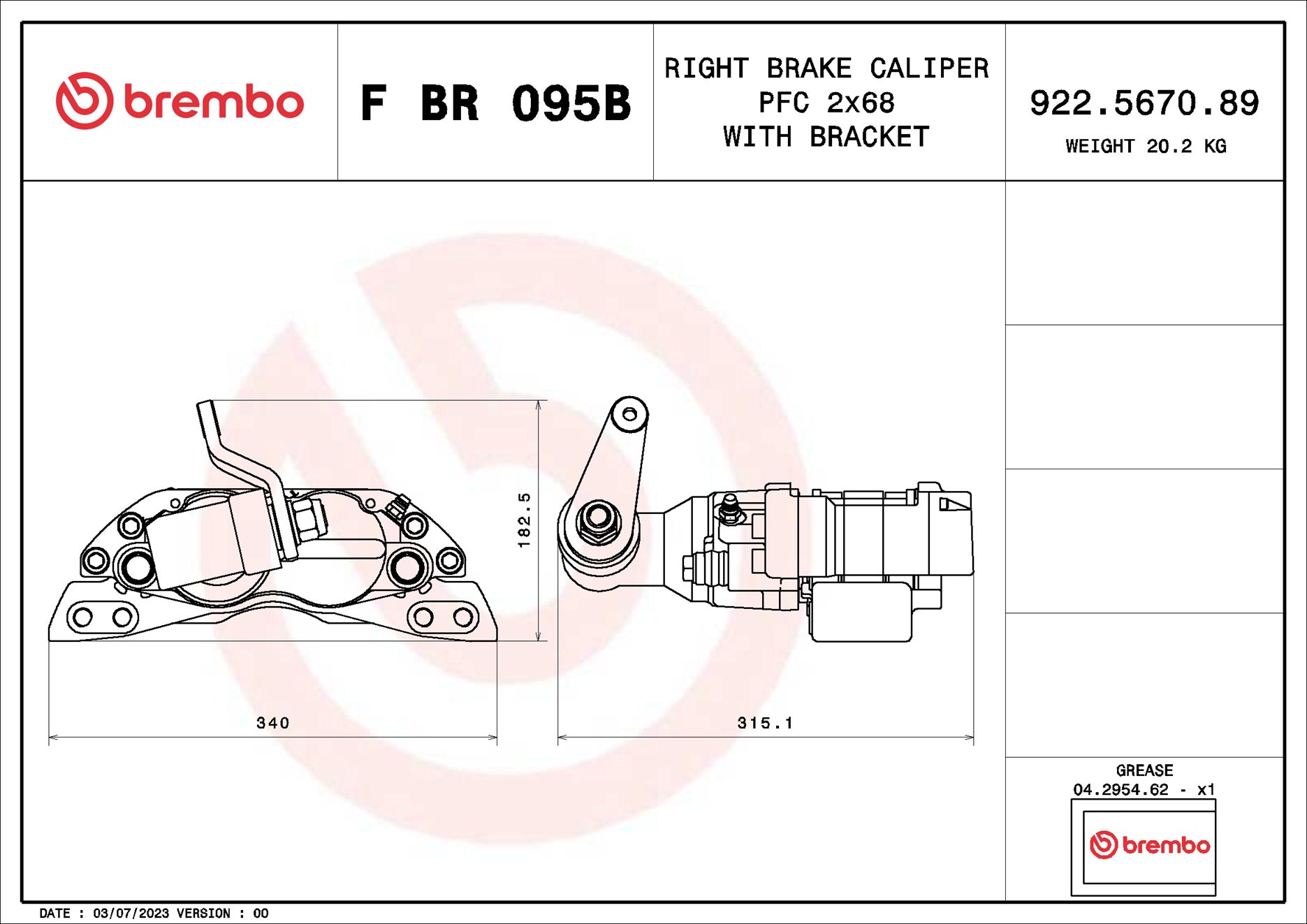 Brembo Remzadel/remklauw F BR 095B