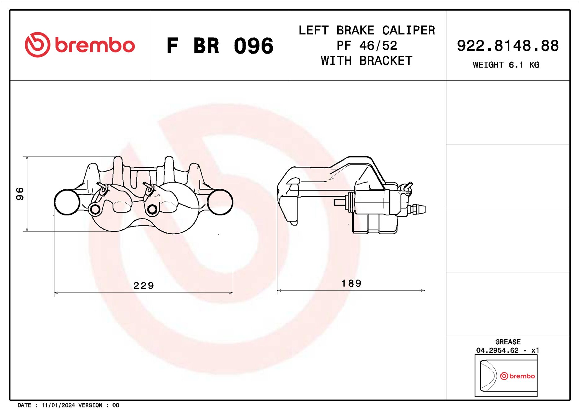 Brembo Remzadel/remklauw F BR 096