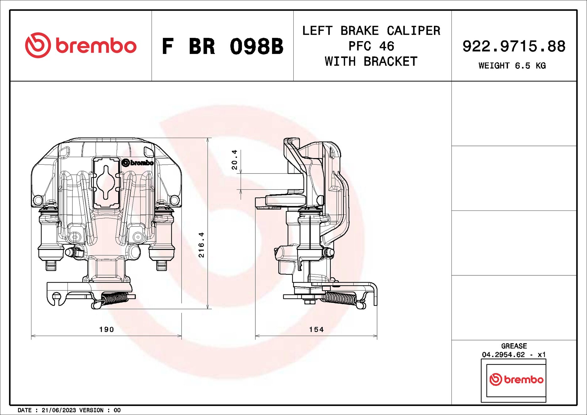 Brembo Remzadel/remklauw F BR 098B