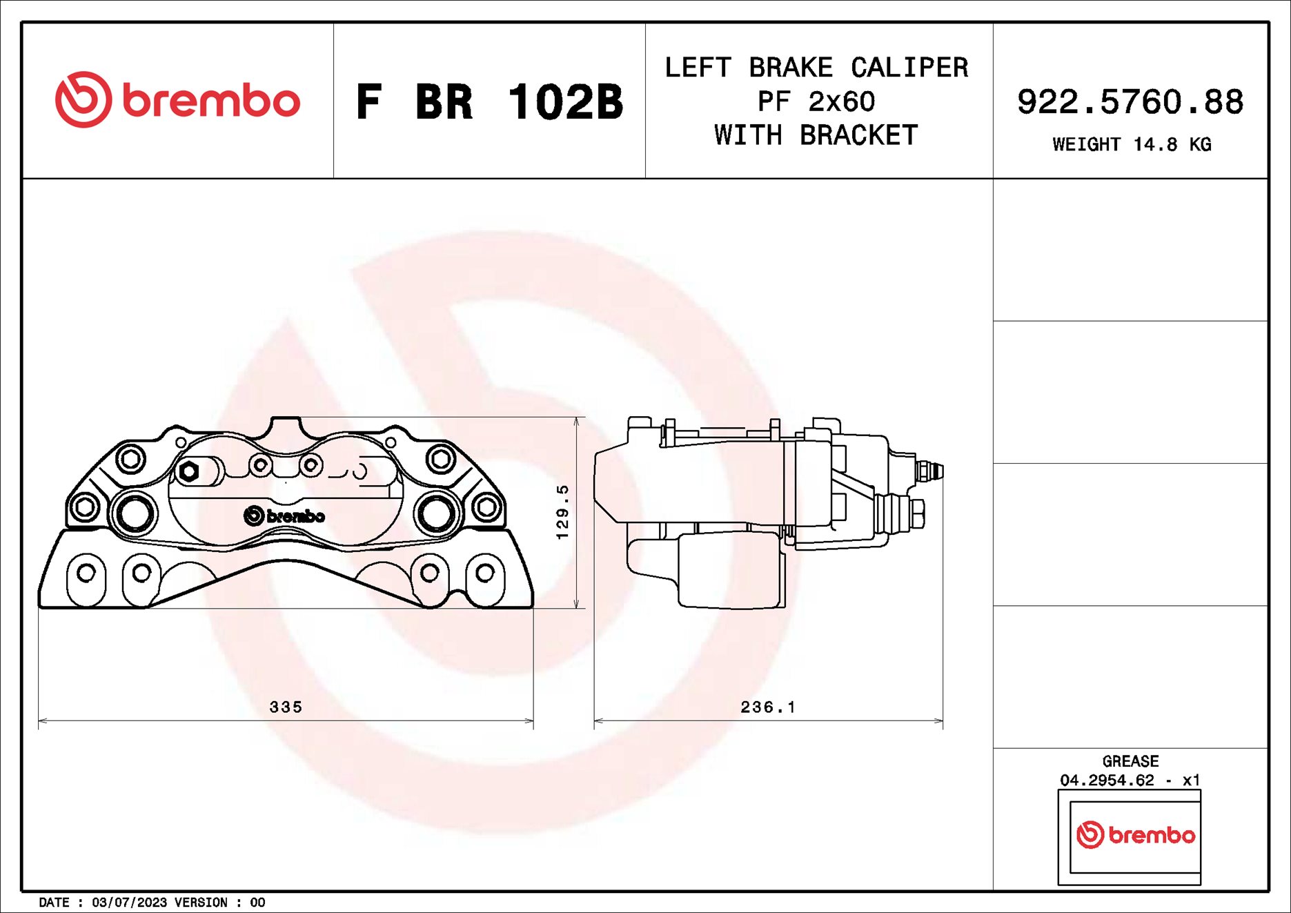 Brembo Remzadel/remklauw F BR 102B