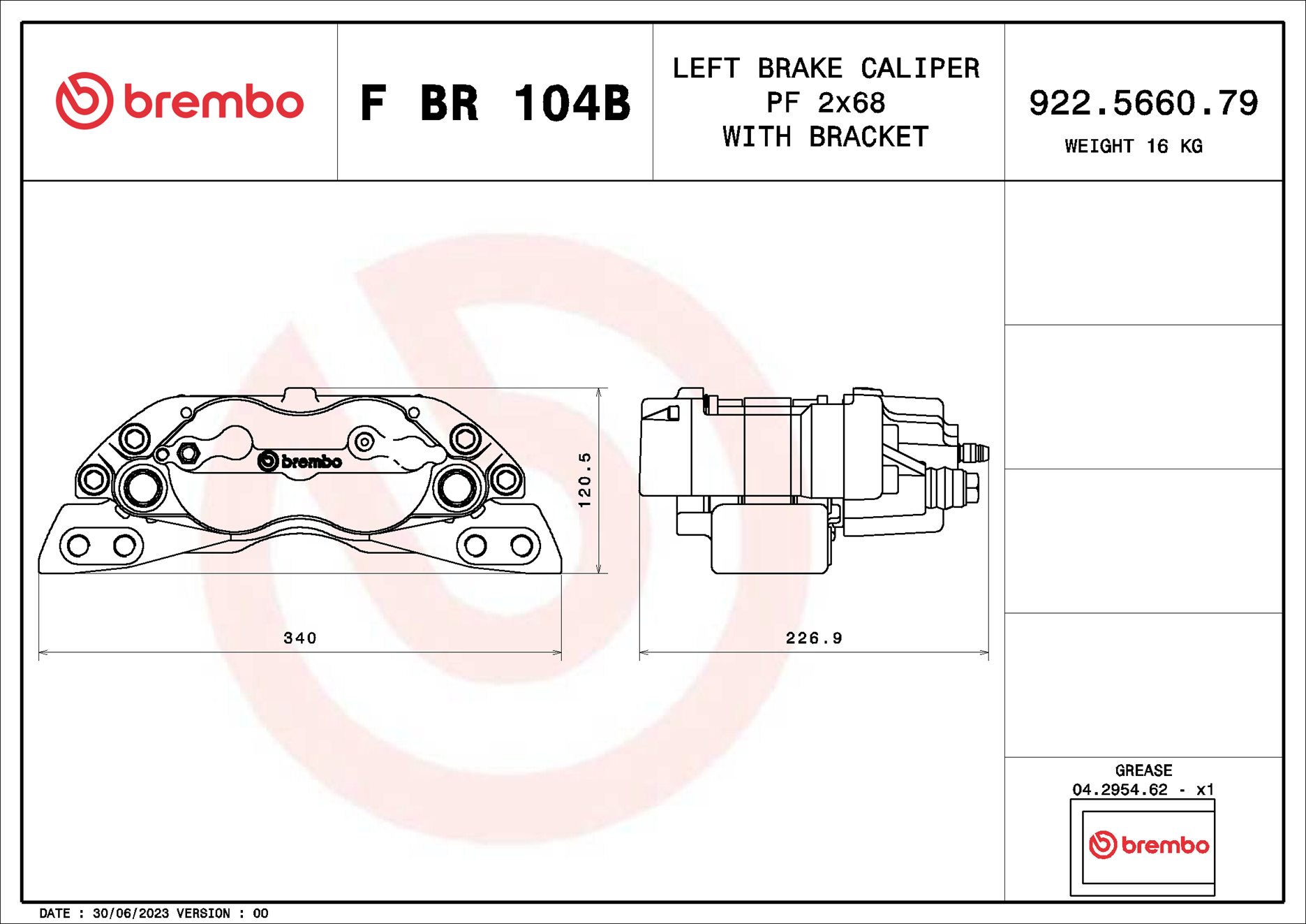 Brembo Remzadel/remklauw F BR 104B