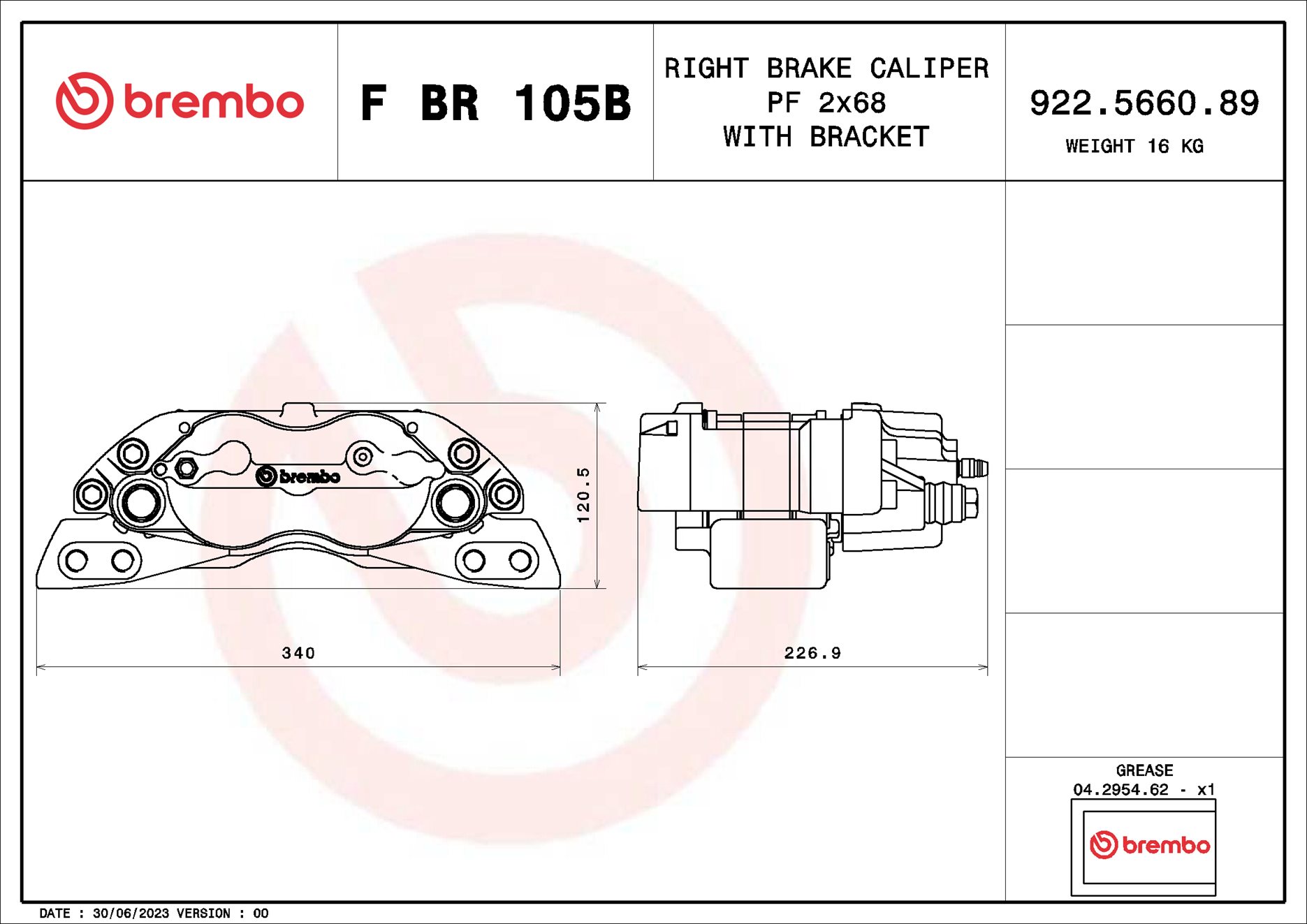 Brembo Remzadel/remklauw F BR 105B