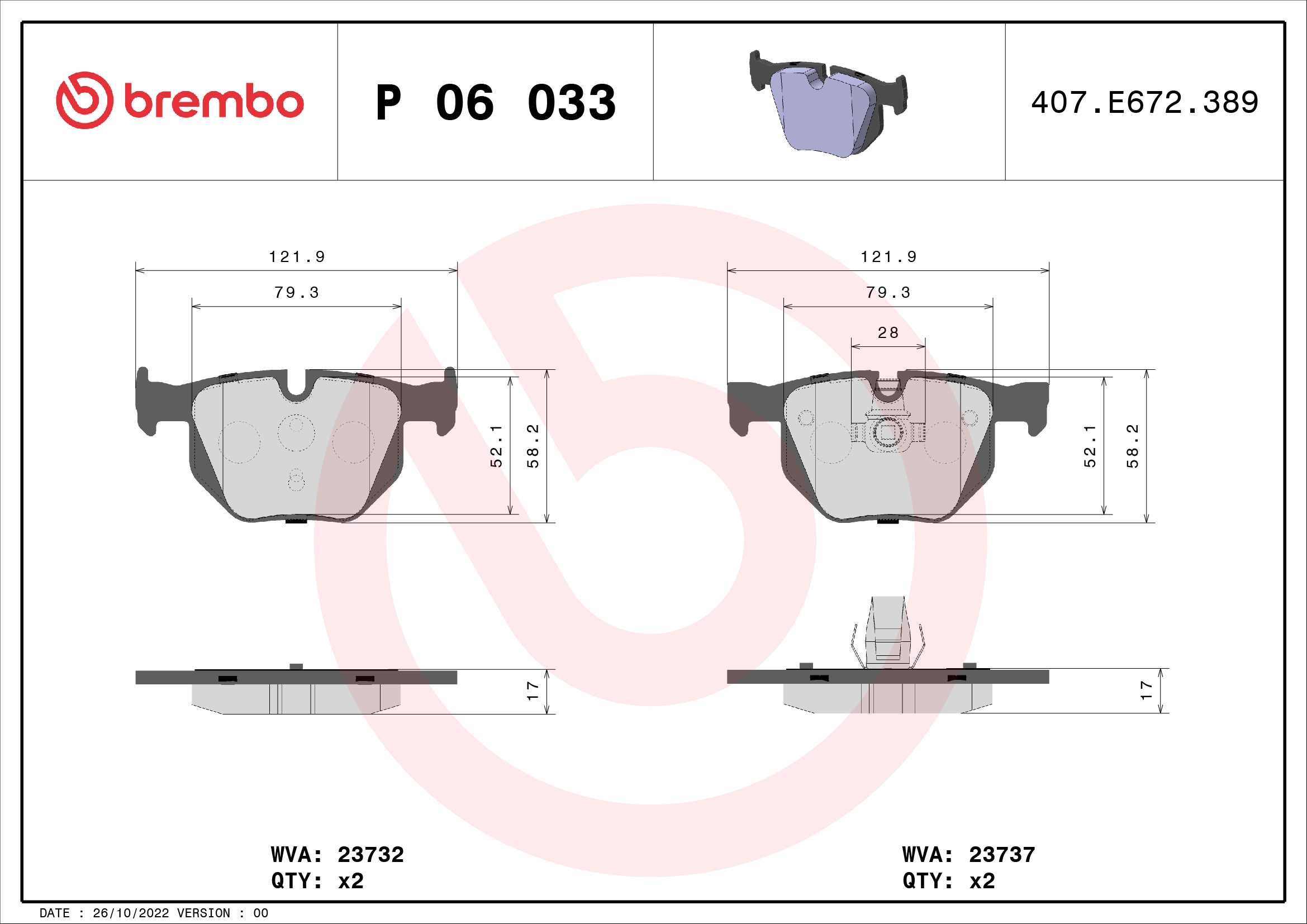 Brembo Remblokset P 06 033X