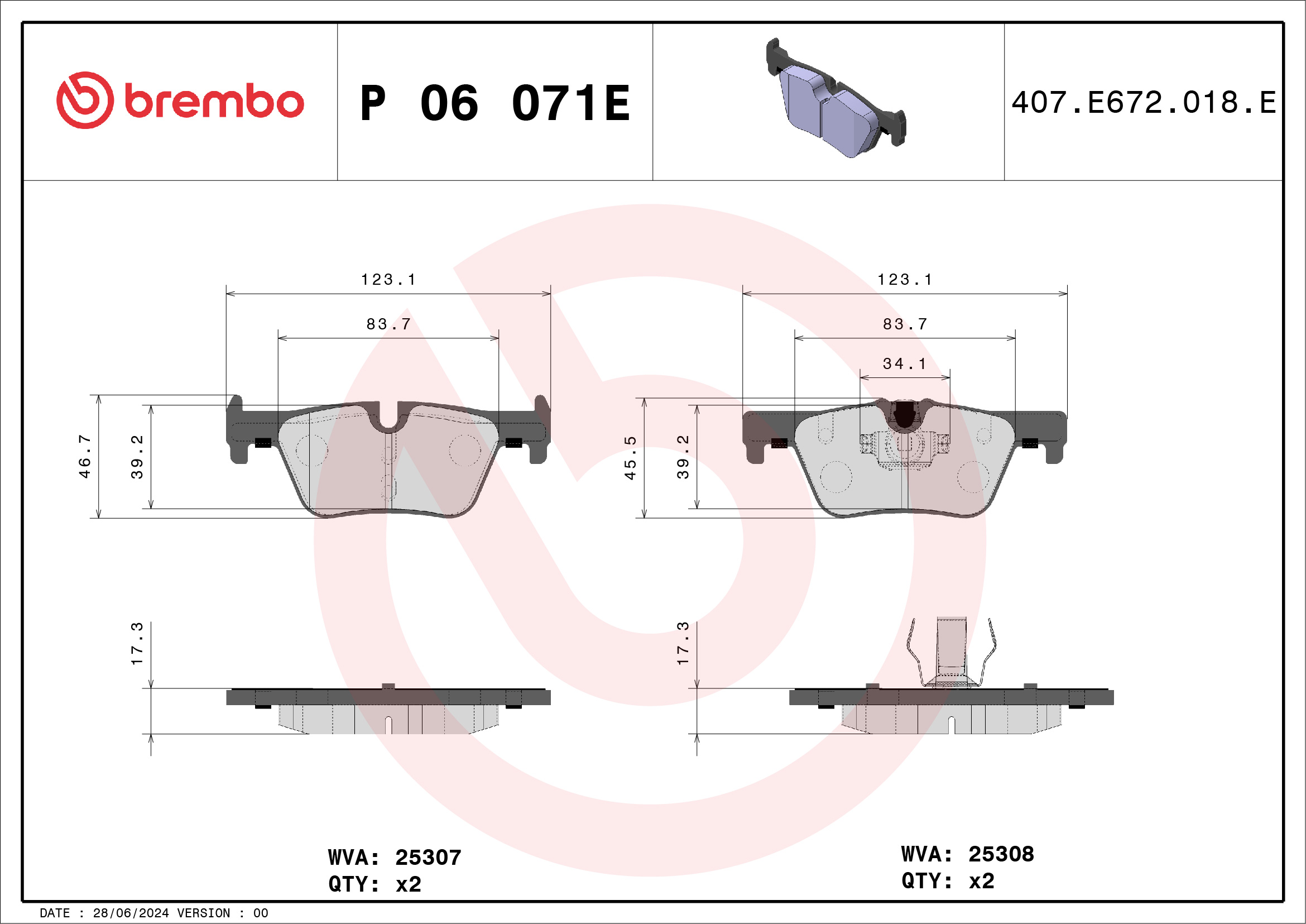 Remblokset Brembo P 06 071E
