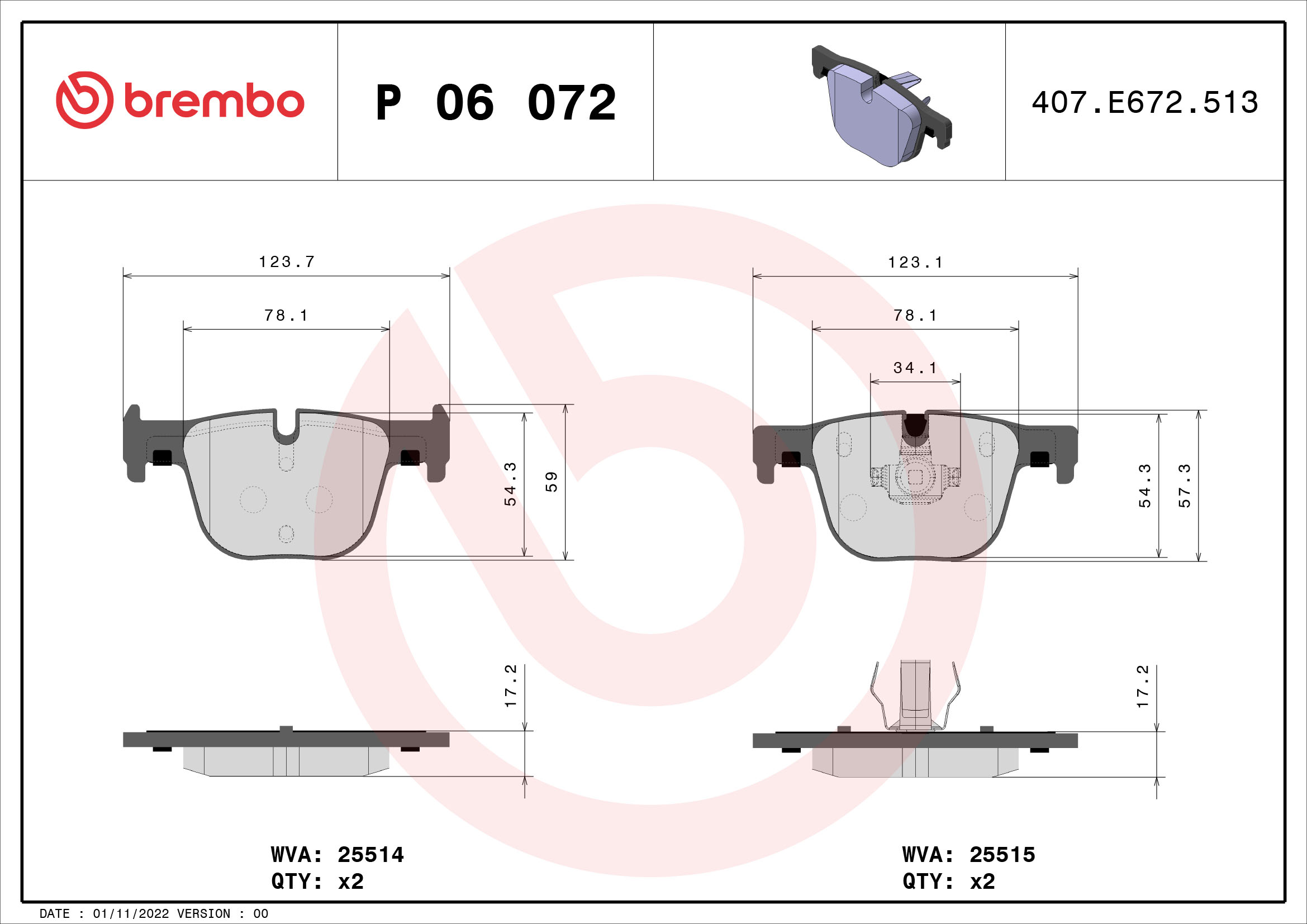 Brembo Remblokset P 06 072