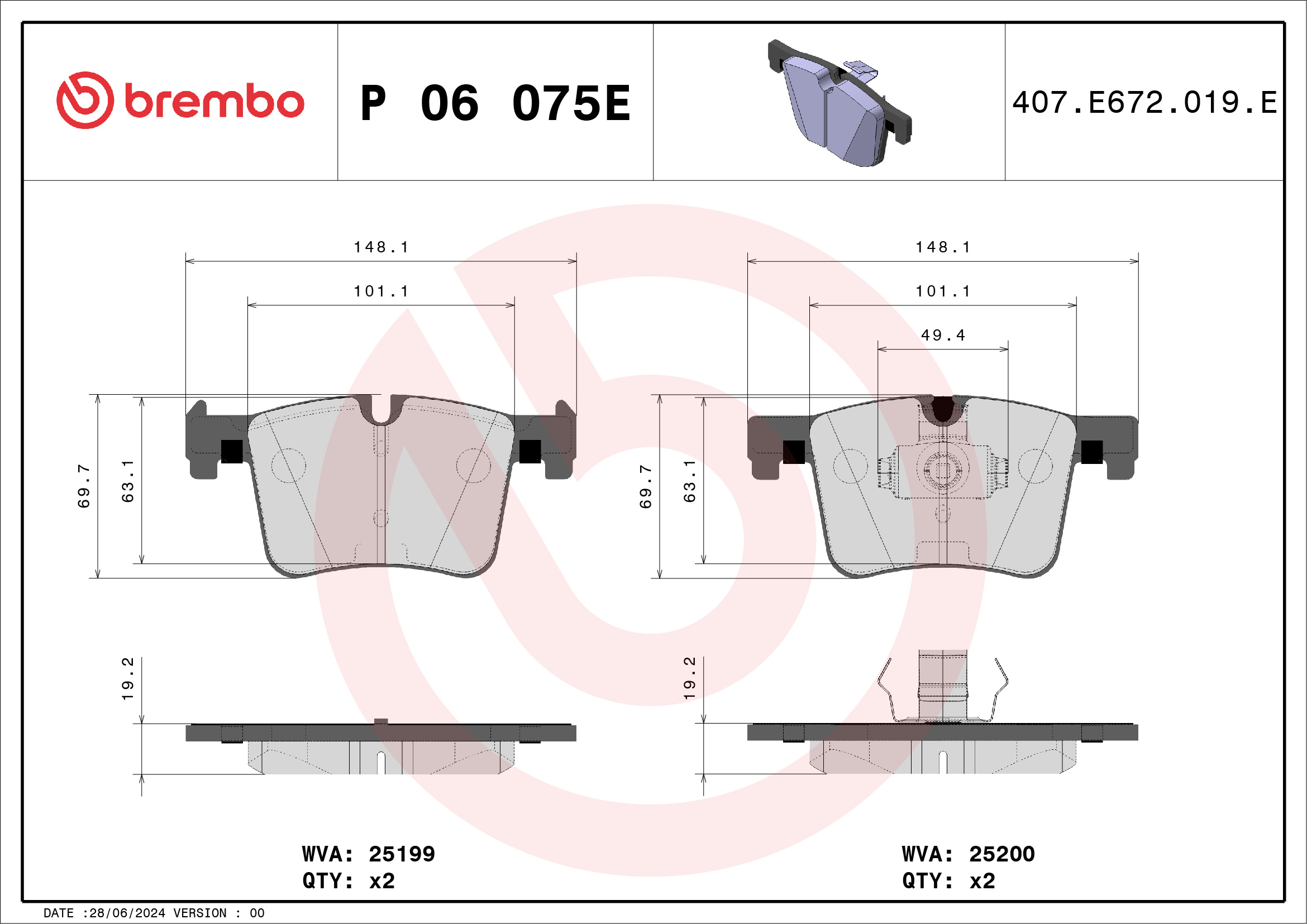 Remblokset Brembo P 06 075E