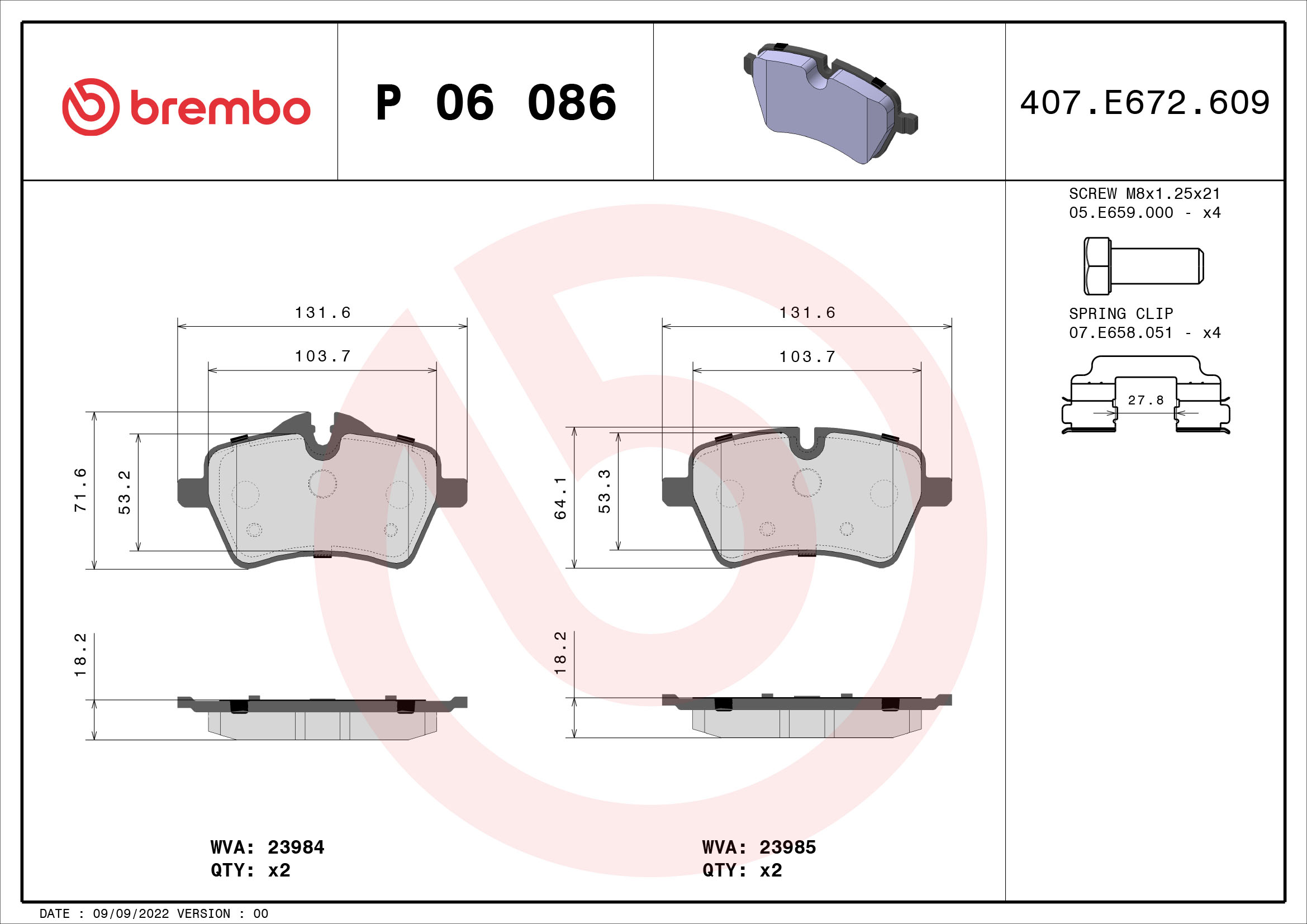 Remblokset Brembo P 06 086