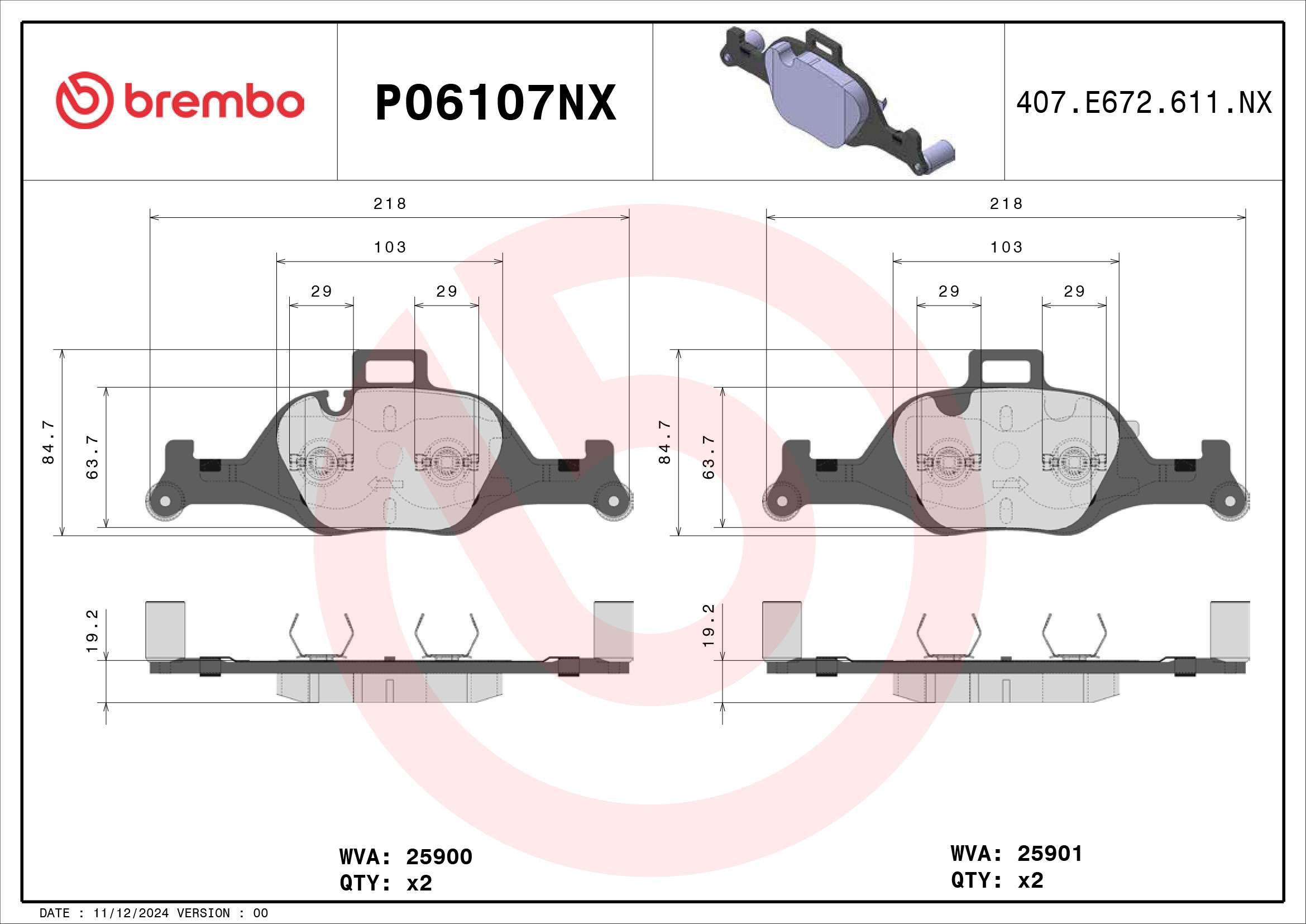 Brembo Remblokkenset, schijfrem P06107NX