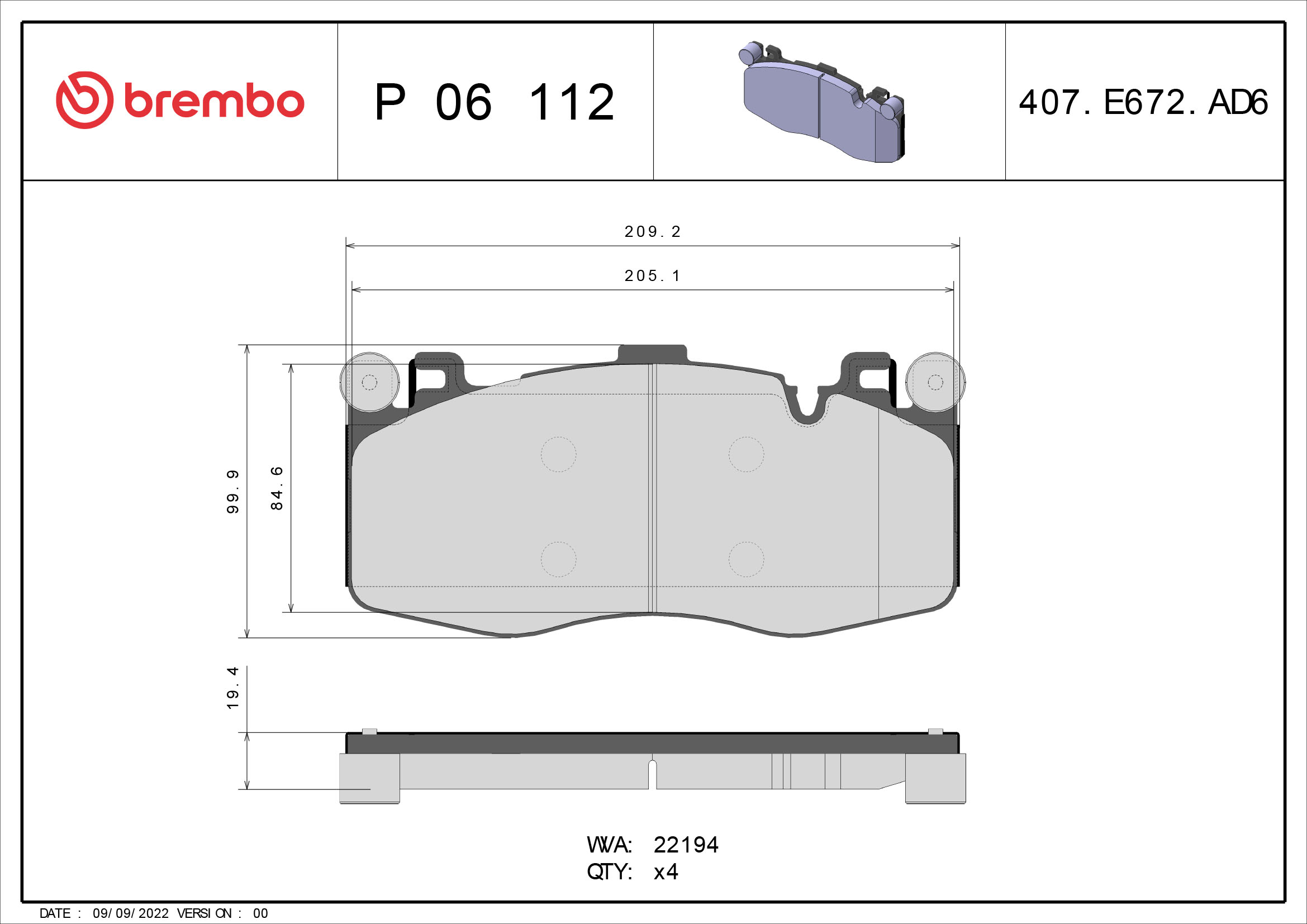 Brembo Remblokset P 06 112