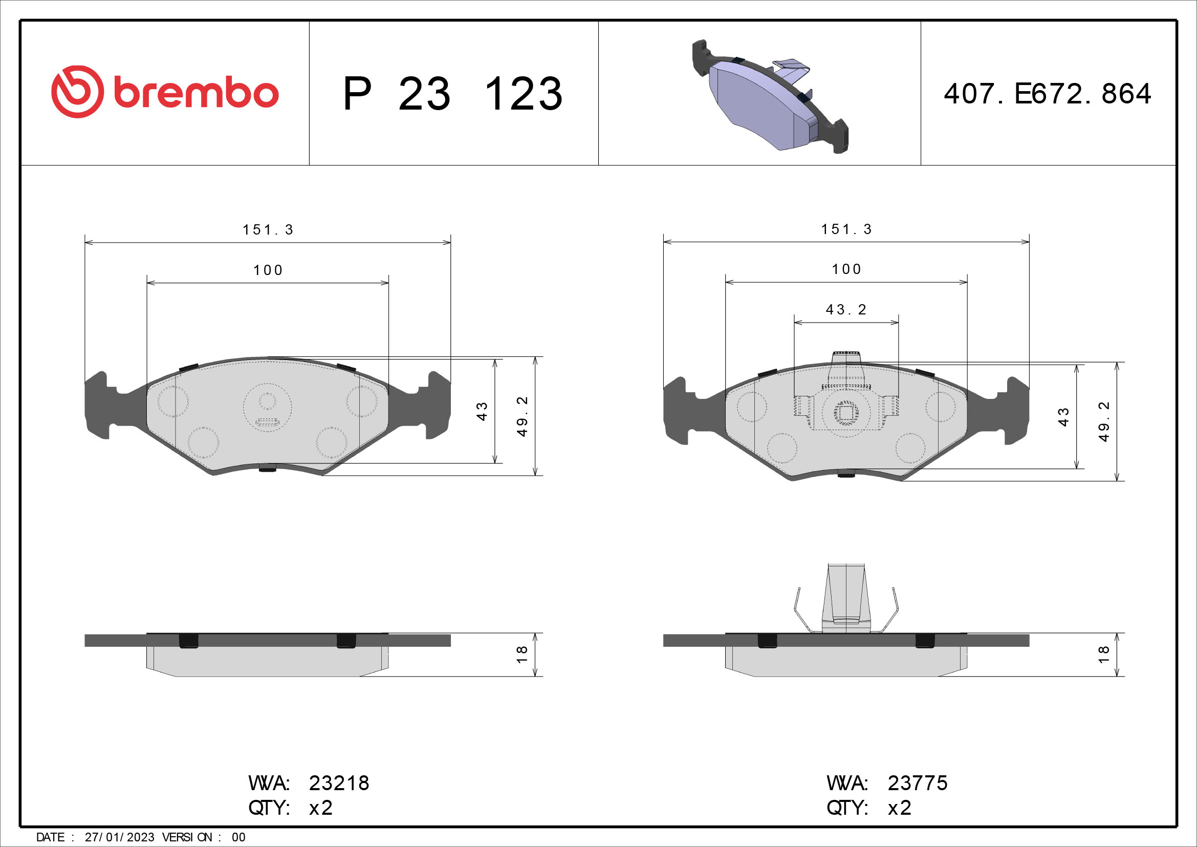 Brembo Remblokset P 23 123