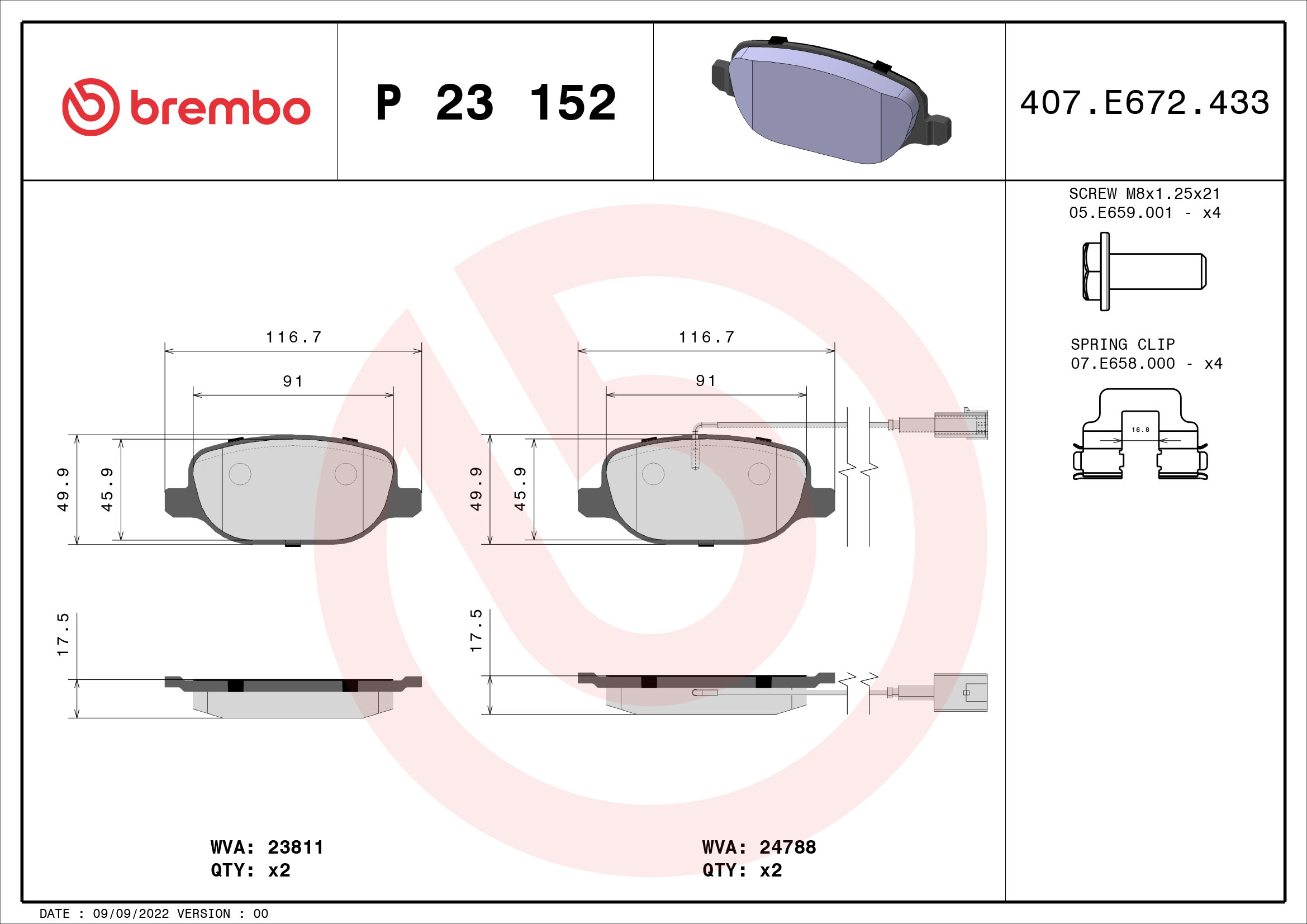 Brembo Remblokset P 23 152X