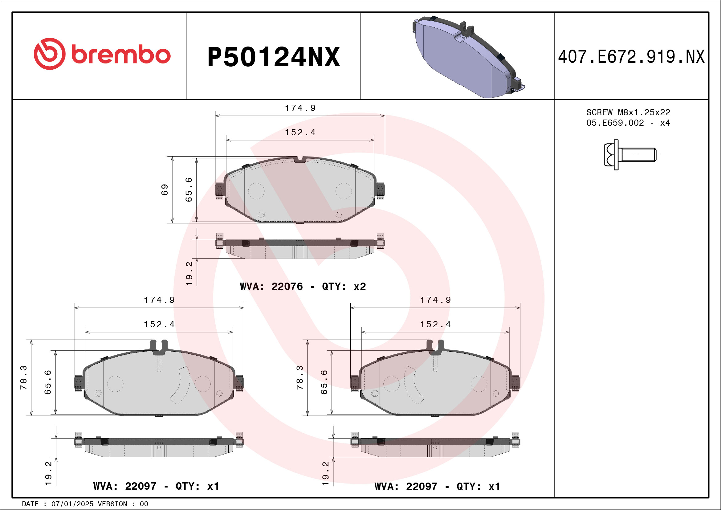 Brembo Remblokkenset, schijfrem P50124NX
