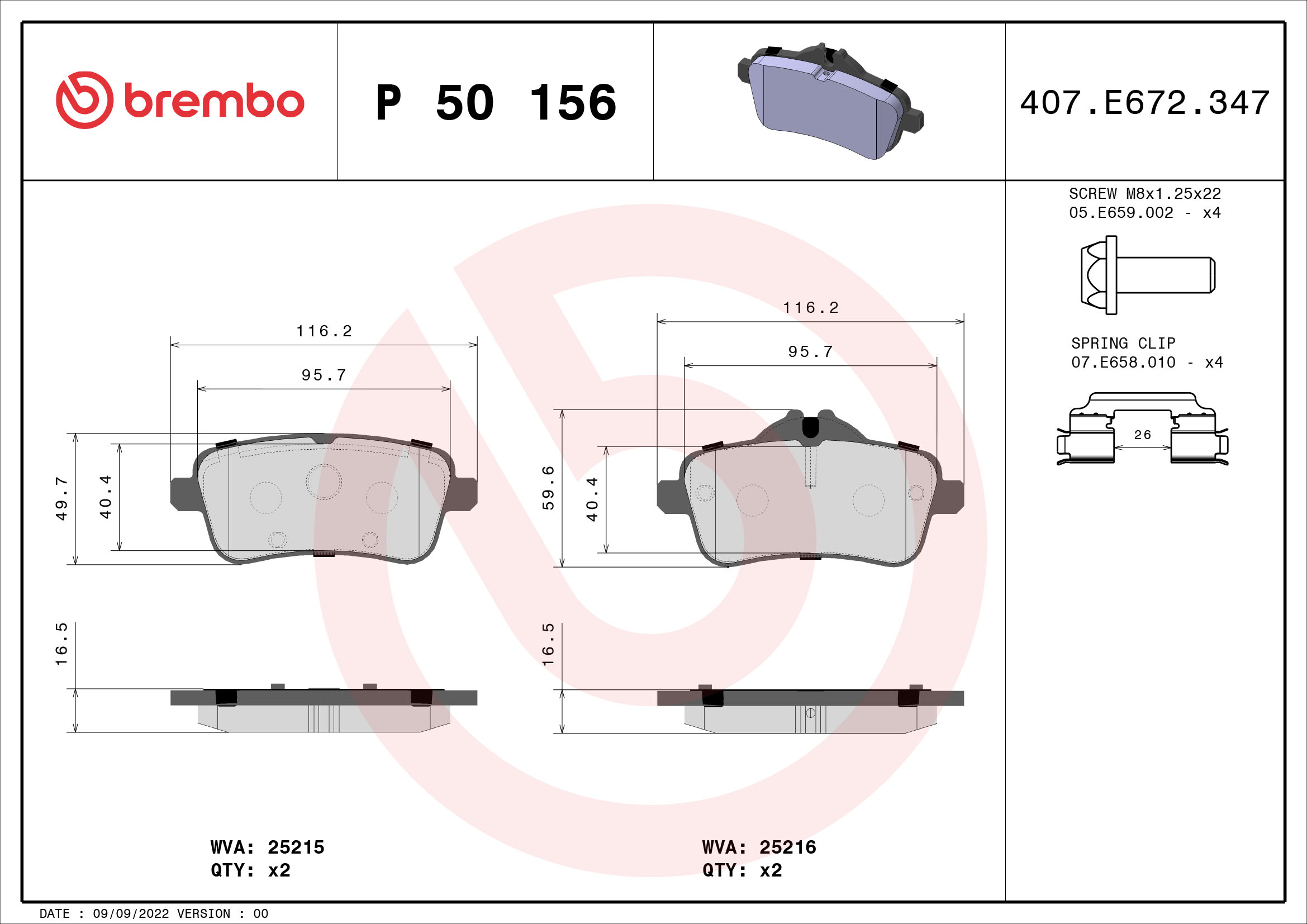 Remblokset Brembo P 50 156