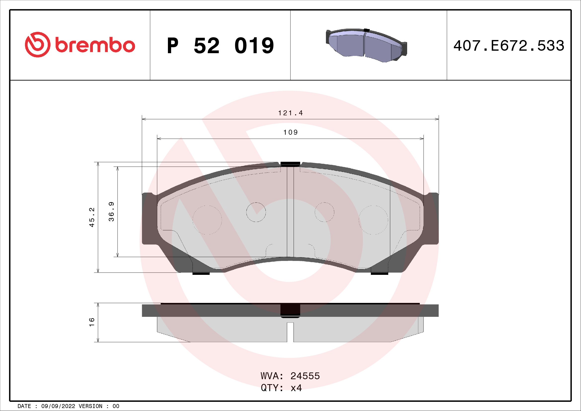 Brembo Remblokset P 52 019