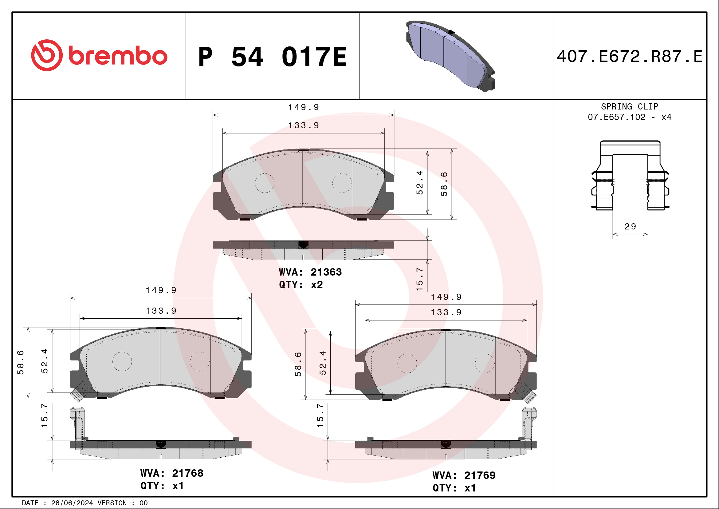 Remblokset Brembo P 54 017E