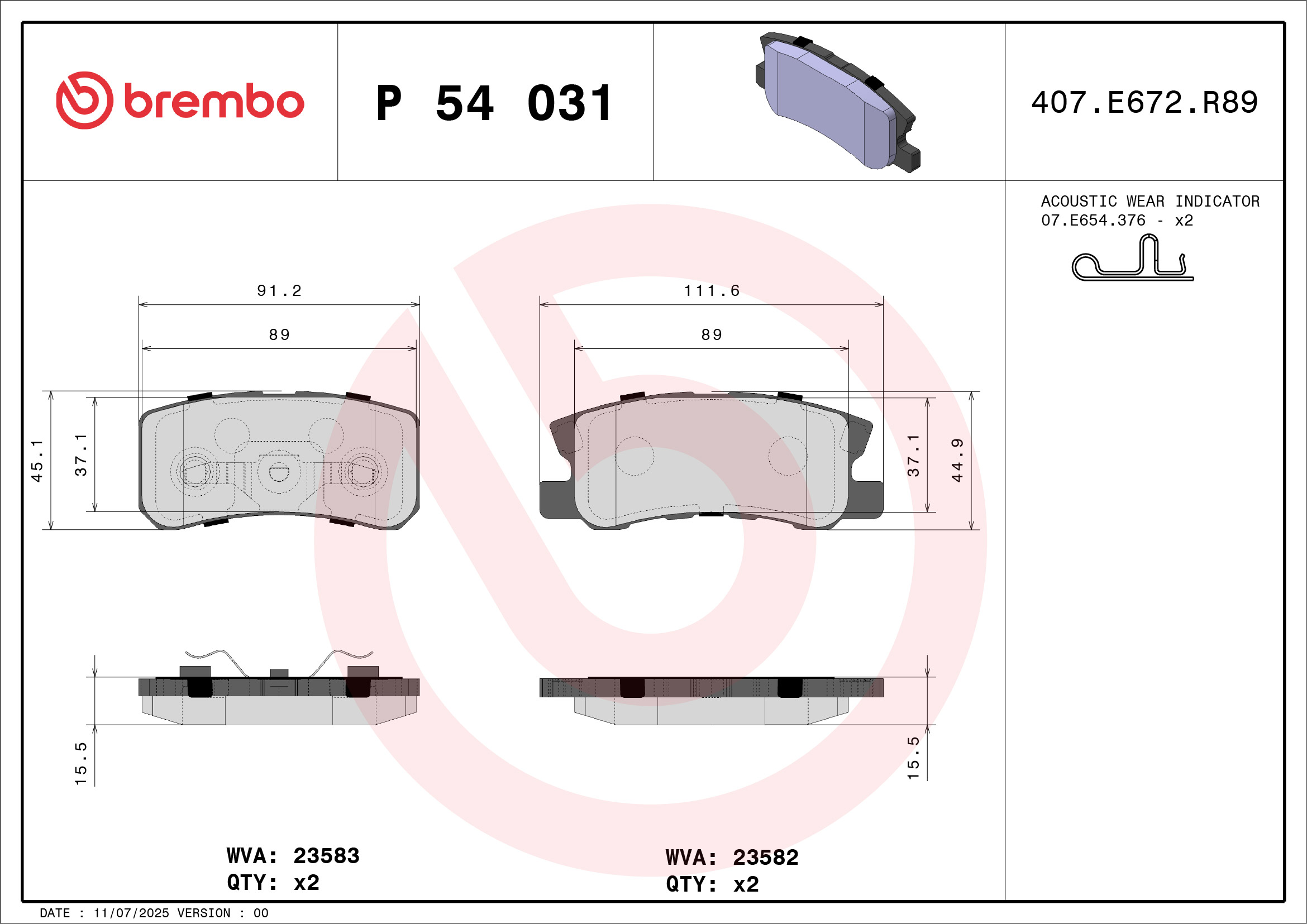 Brembo Remblokset P 54 031