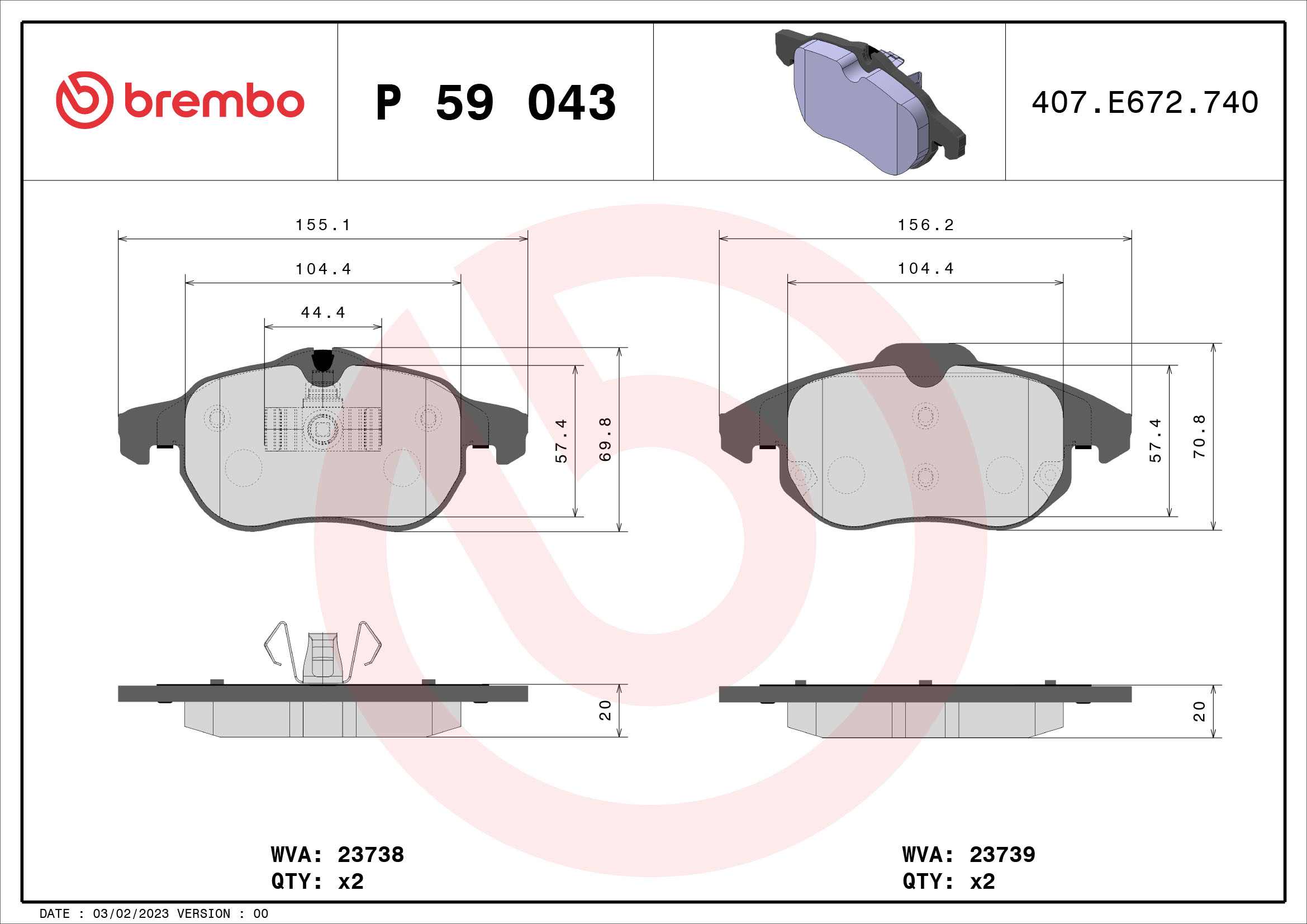 Brembo Remblokset P 59 043