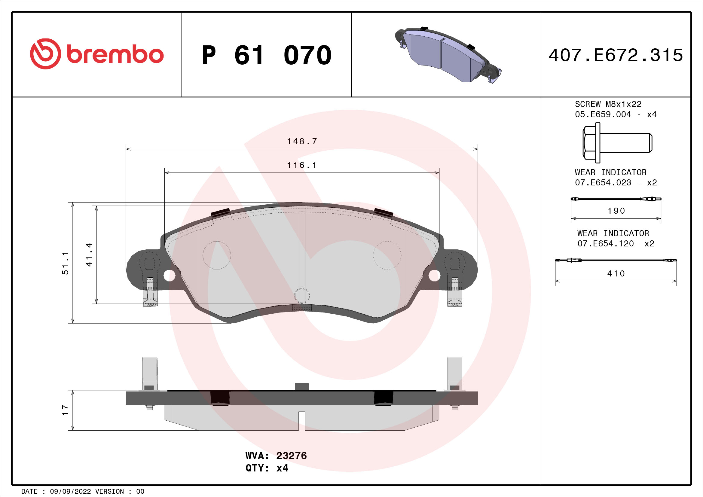 Remblokset Brembo P 61 070