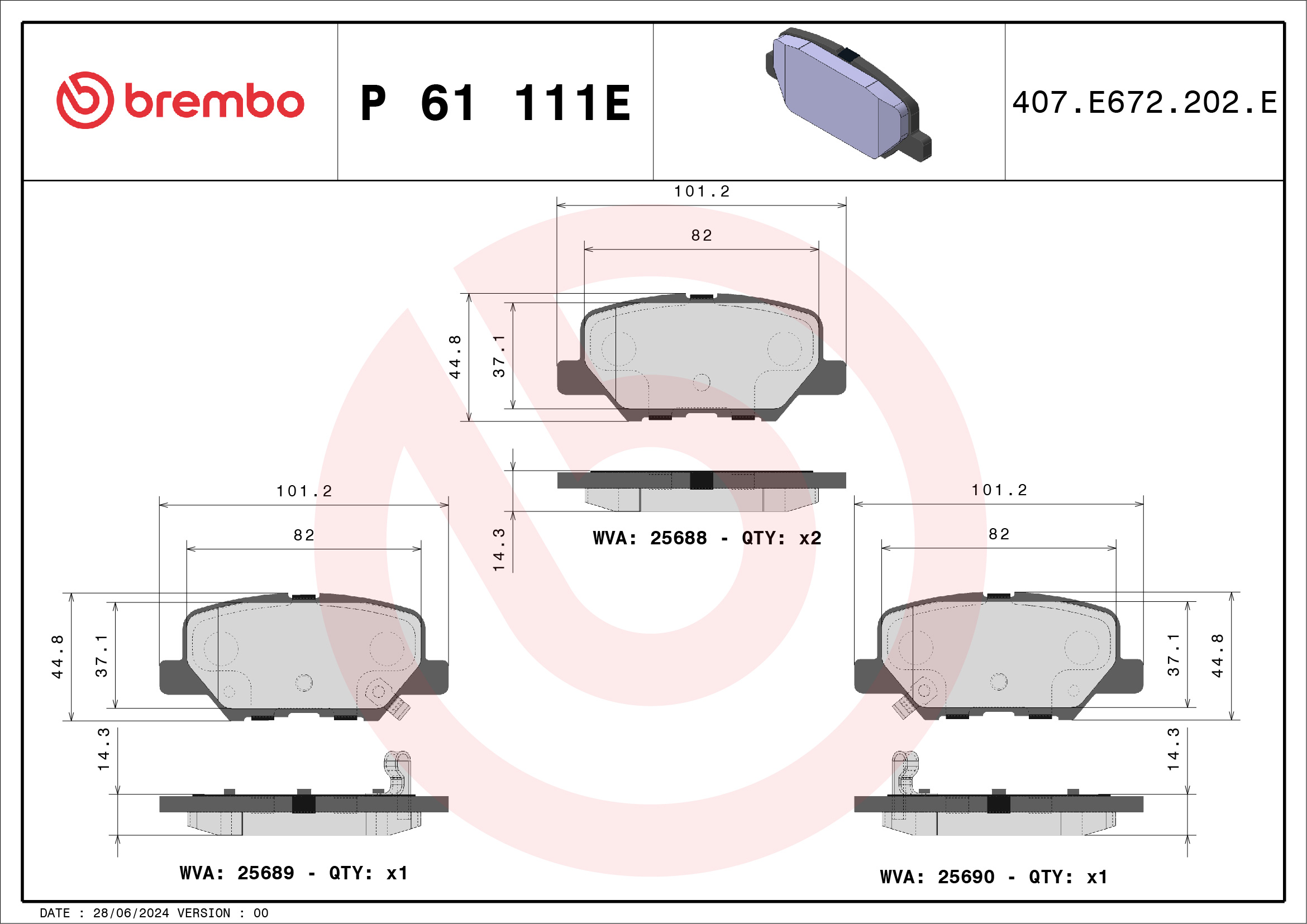 Remblokset Brembo P 61 111E