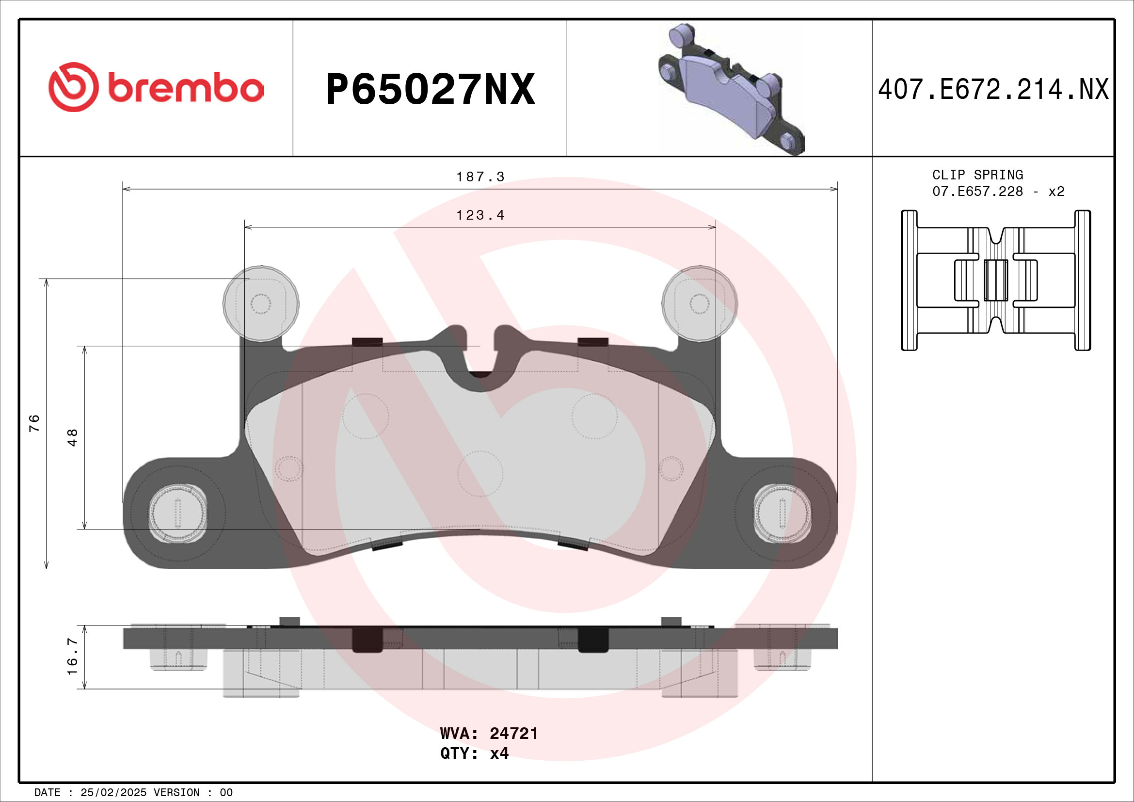 Remblokkenset, schijfrem Brembo P65027NX