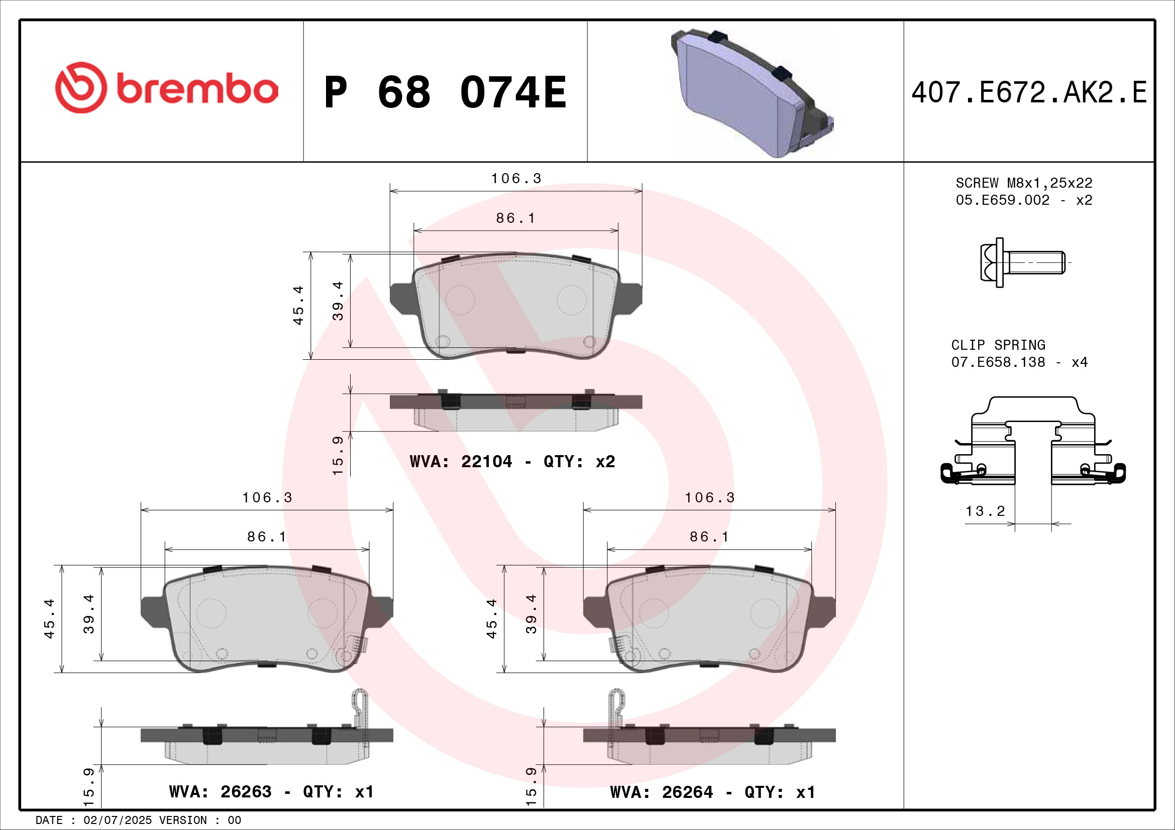 Remblokset Brembo P 68 074E