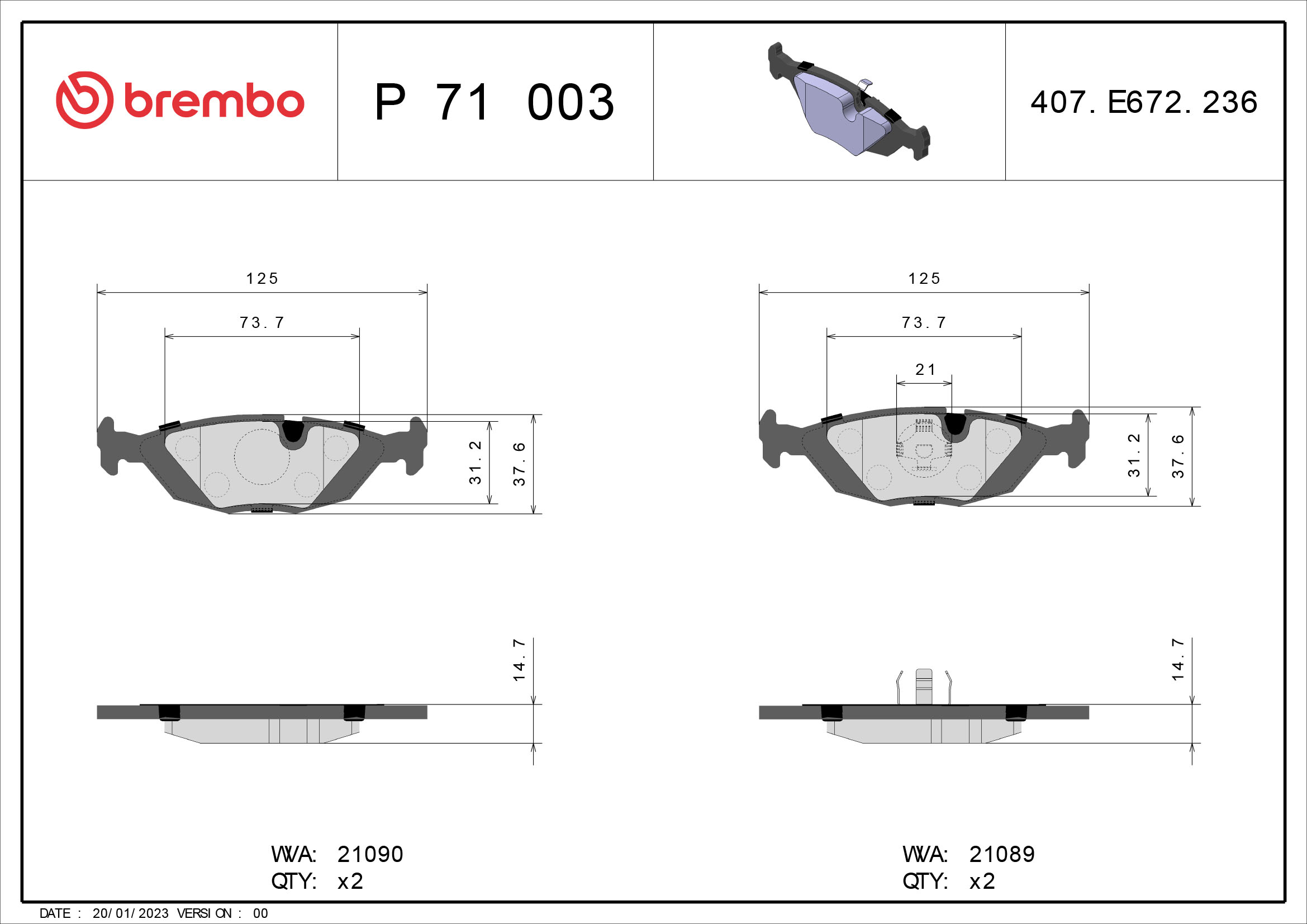 Brembo Remblokset P 71 003