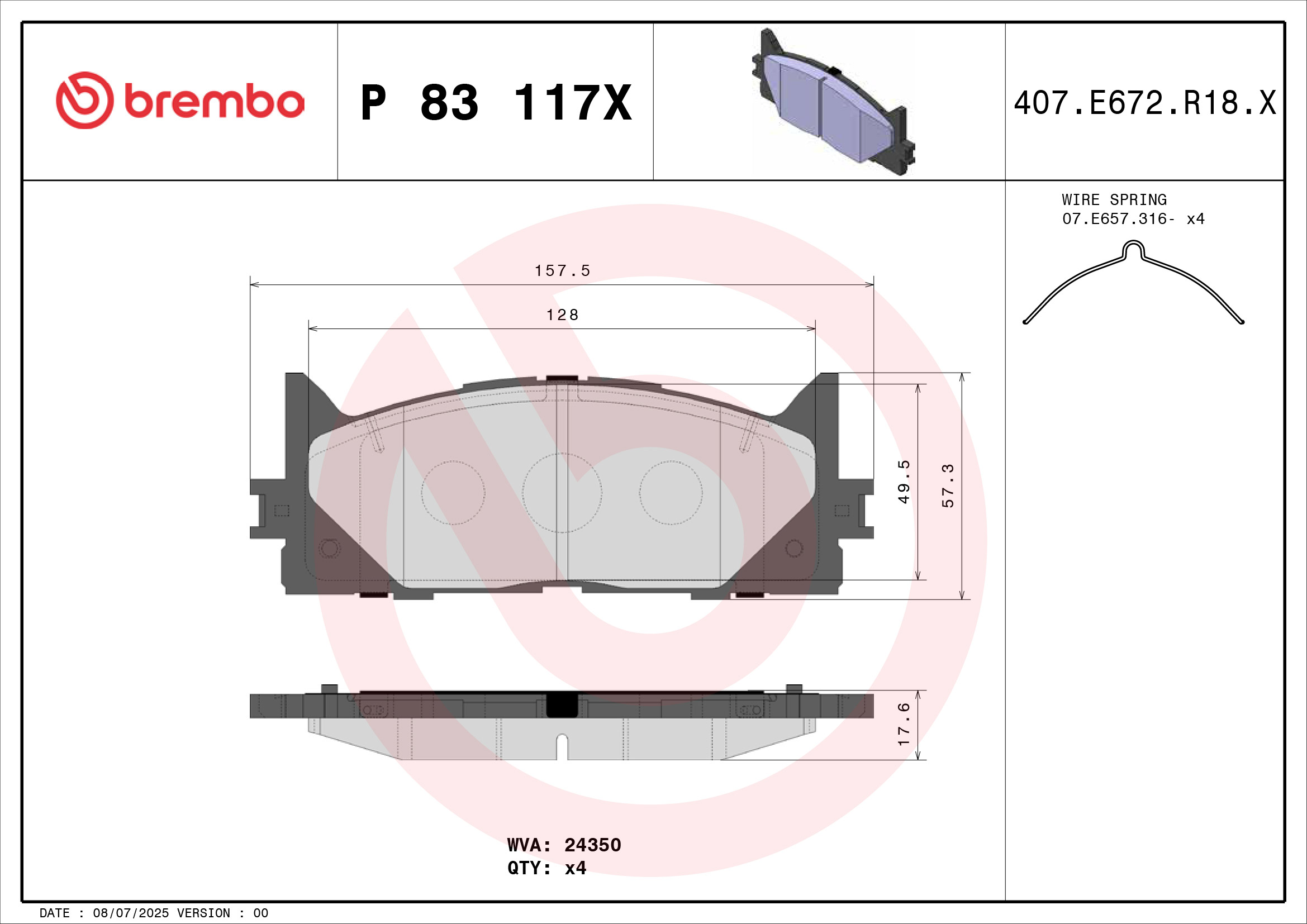 Brembo Remblokset P 83 117X