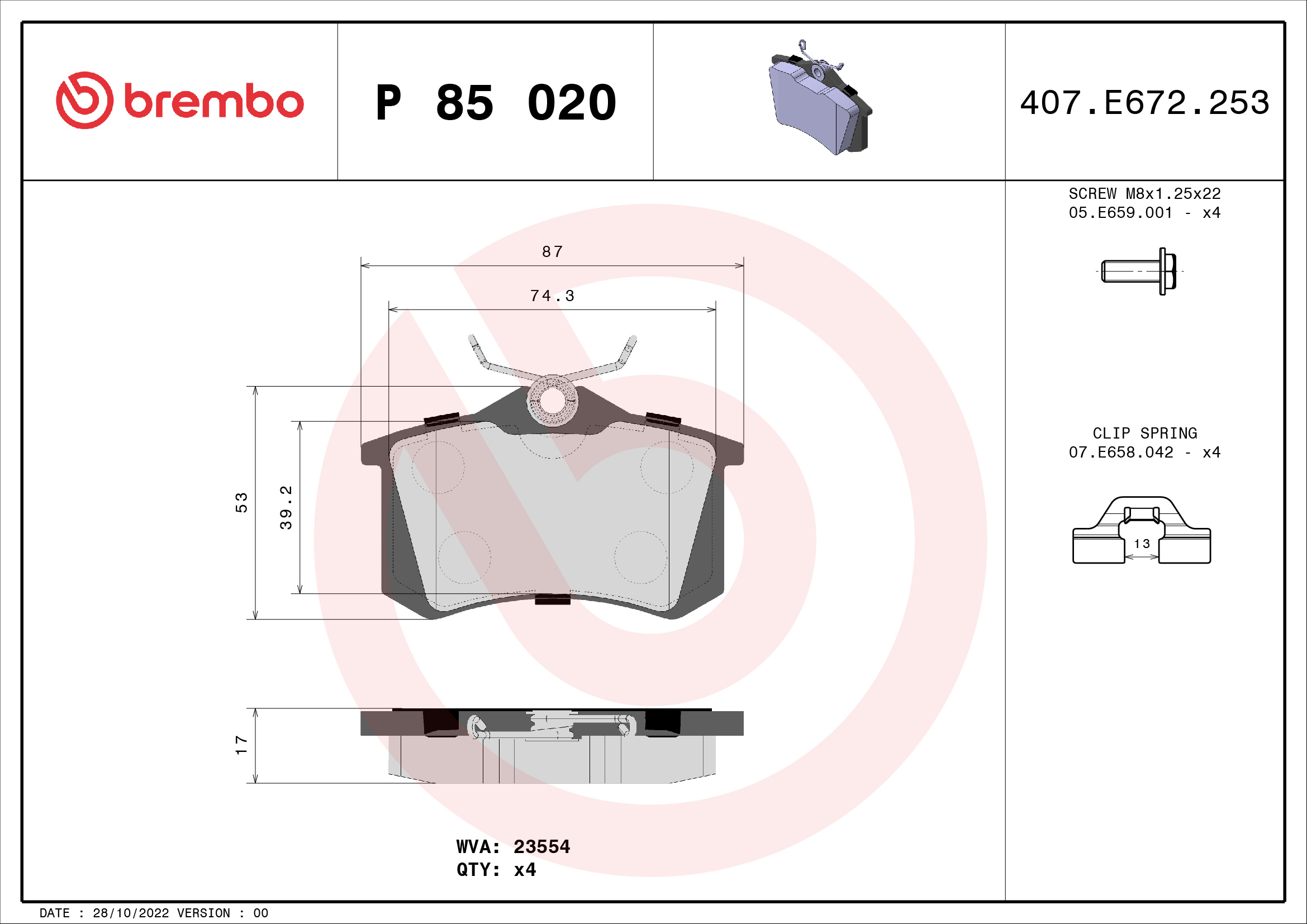 Remblokset Brembo P 85 020