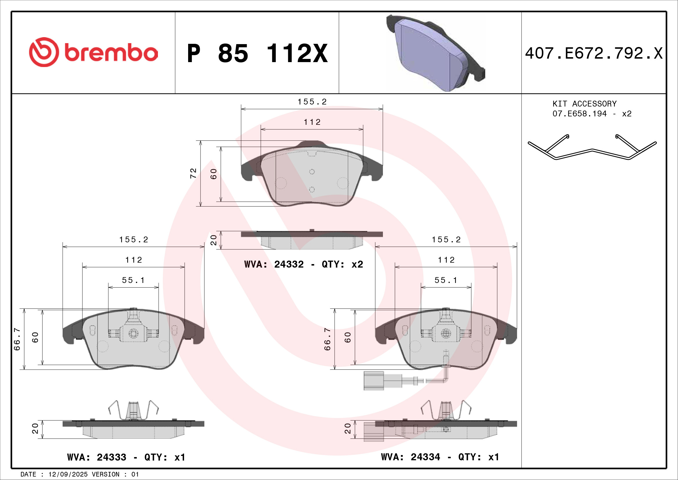Brembo Remblokset P 85 112X