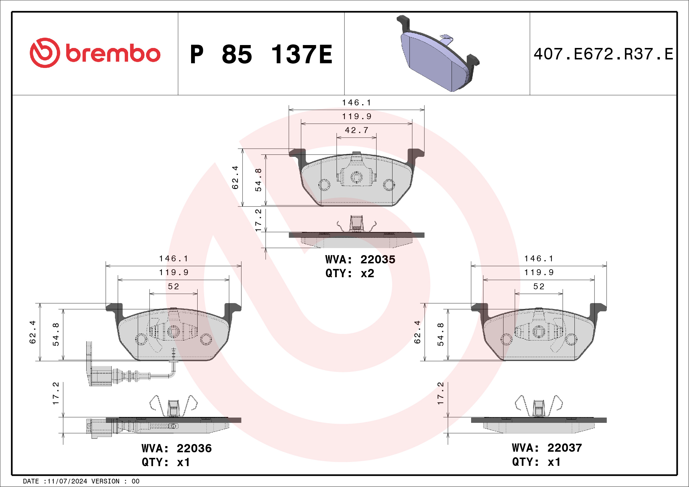 Remblokset Brembo P 85 137E