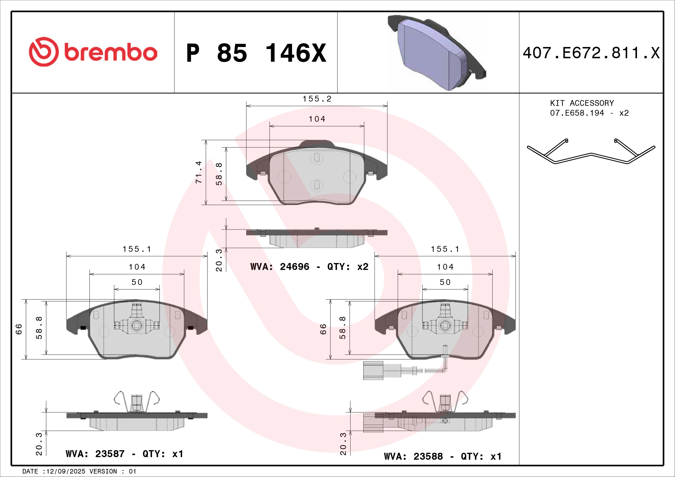 Brembo Remblokset P 85 146X
