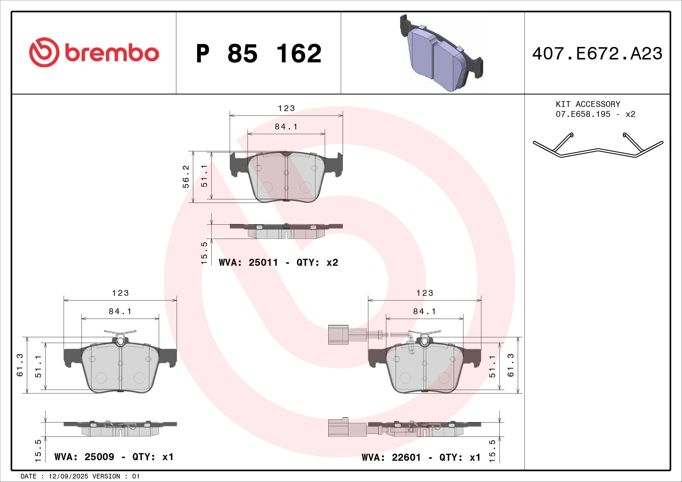Brembo Remblokset P 85 162