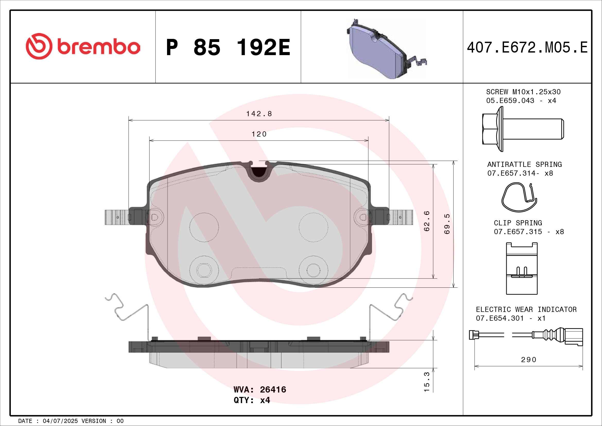 Remblokset Brembo P 85 192E