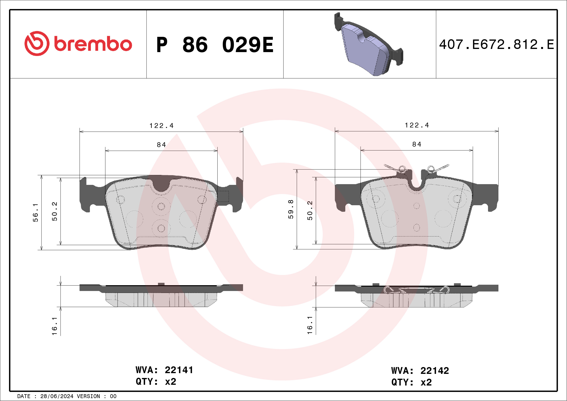 Remblokset Brembo P 86 029E