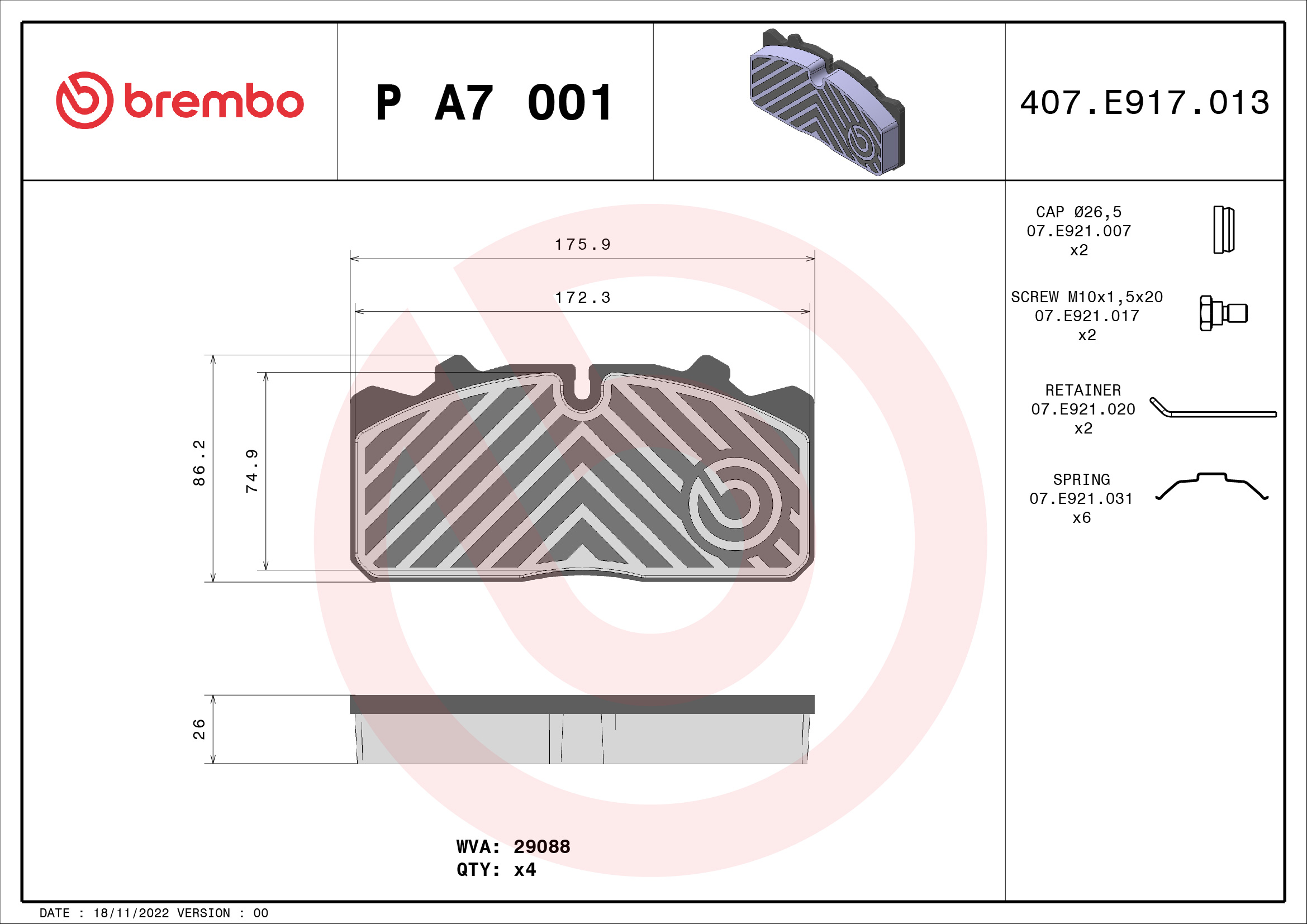 Remblokset Brembo P A7 001